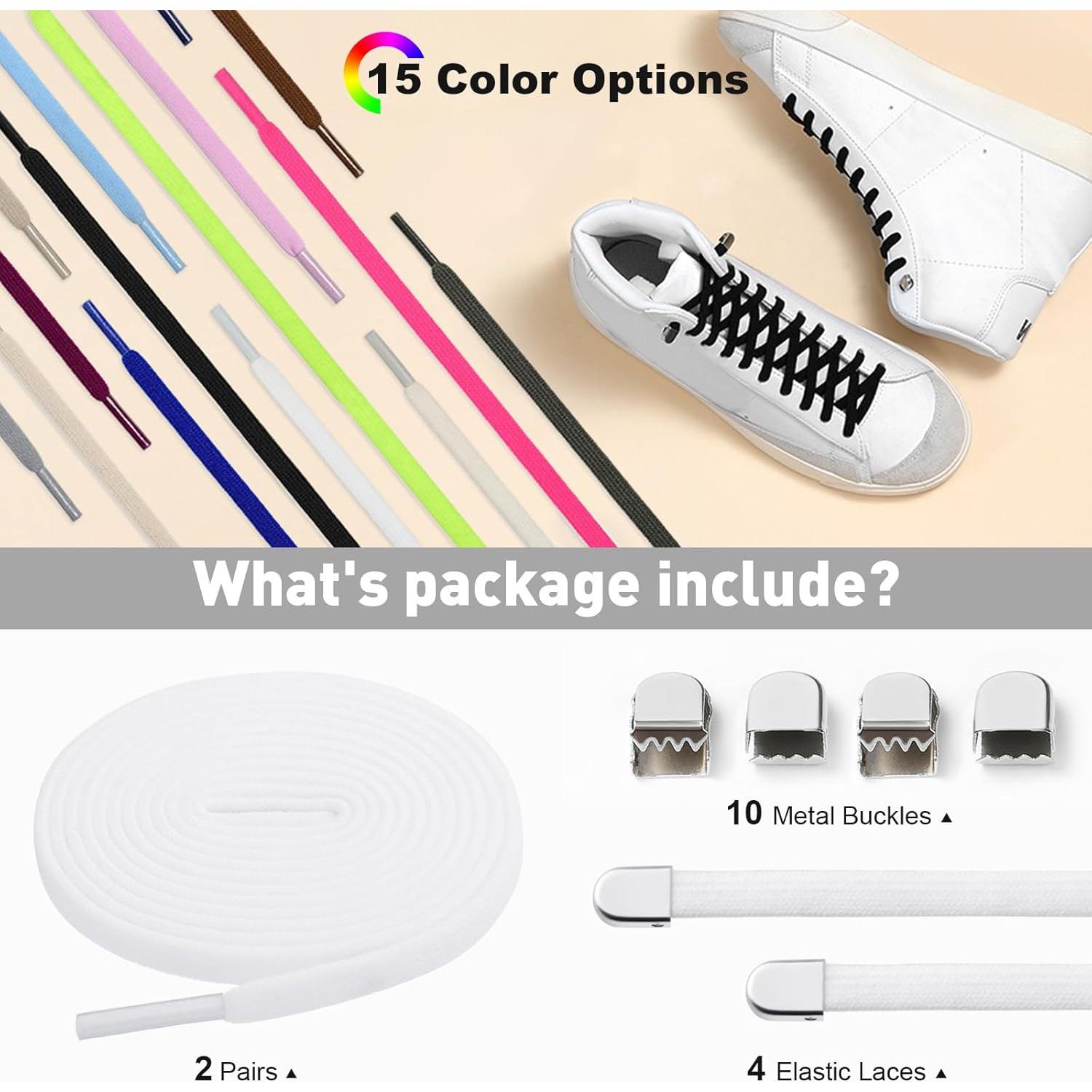 Cordones Elásticos Sin Nudos Stepace 120cm Blancos 2 Pares