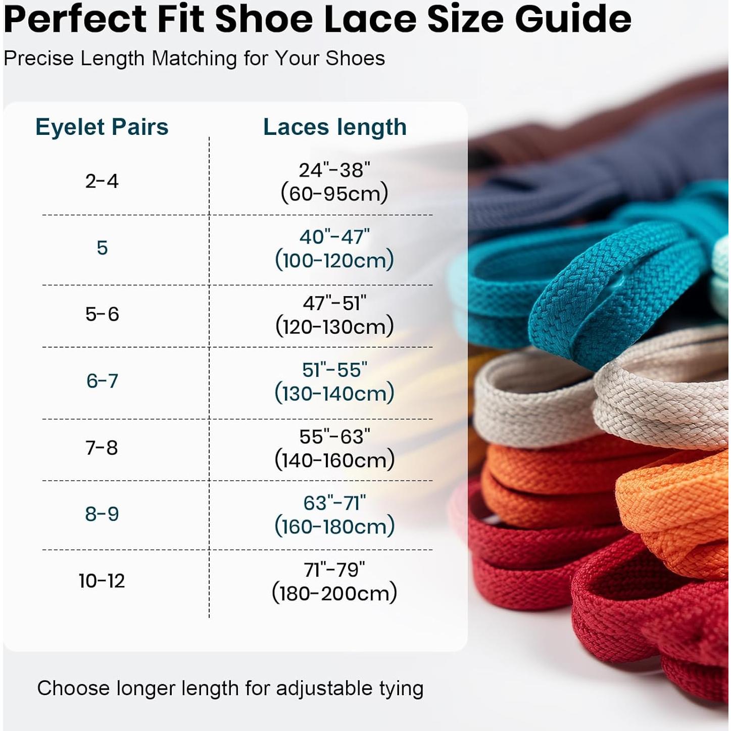 Cintas Planas para Zapatillas 2 Pares 137cm Poliéster 27 Colores