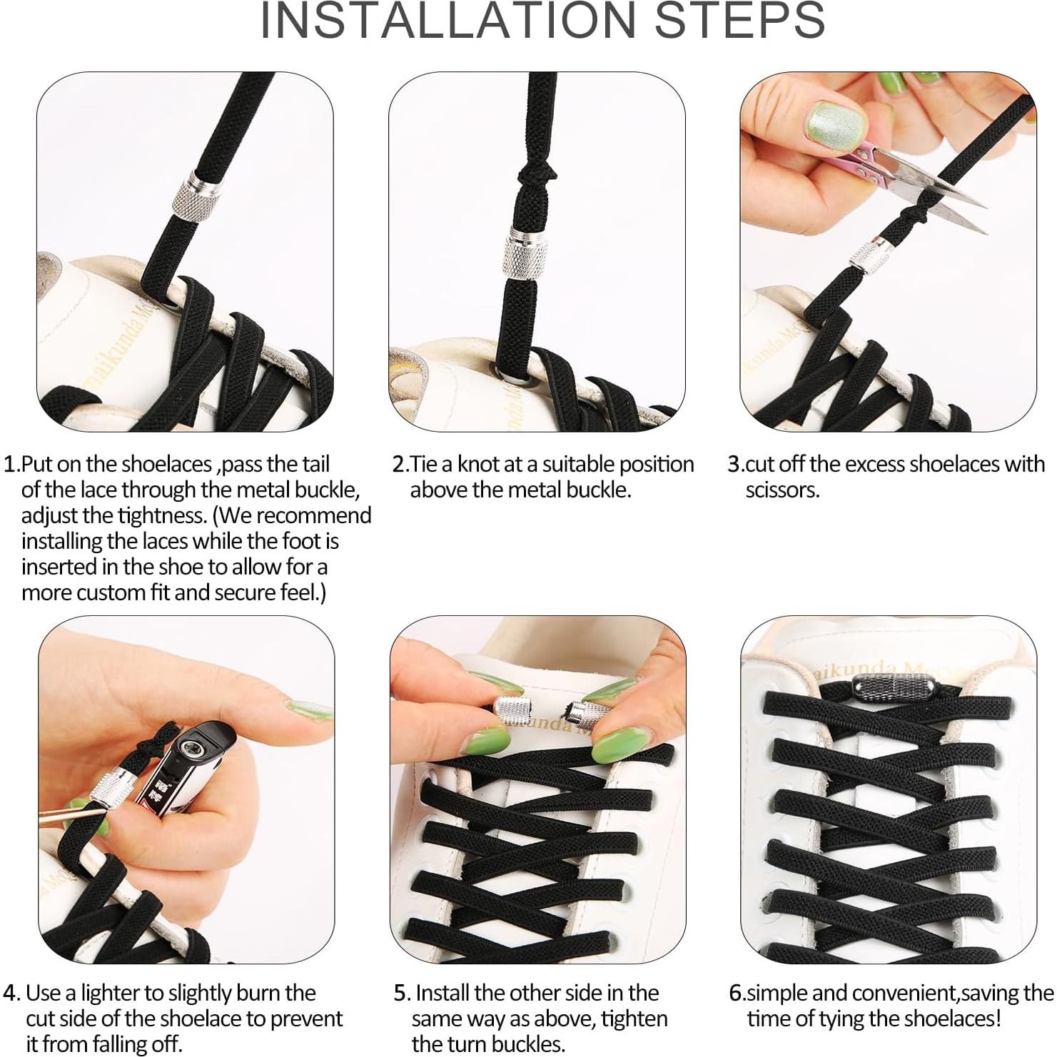 ZHENTOR Cordones Elásticos Sin Nudos 119 cm Negro - 2 Pares