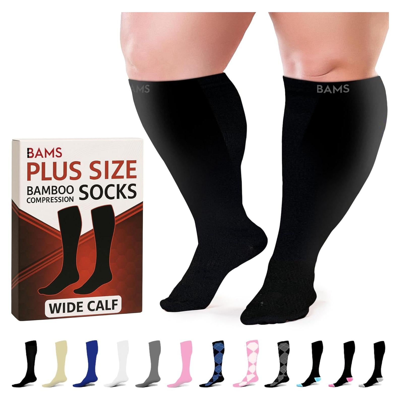 Calcetines de Compresión BAMS Talla Grande XL a XXXL Negro