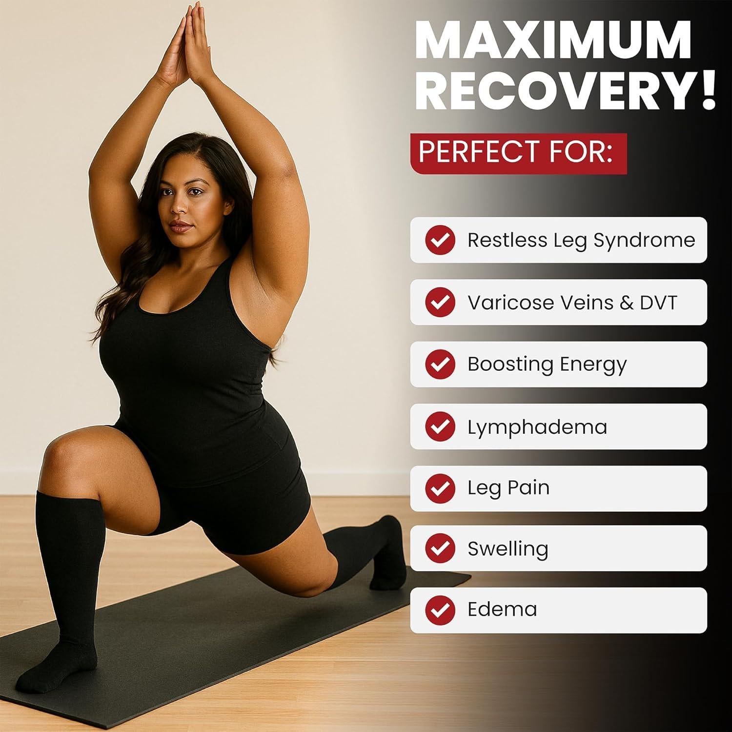 Calcetines de Compresión BAMS Talla Grande XL a XXXL Negro