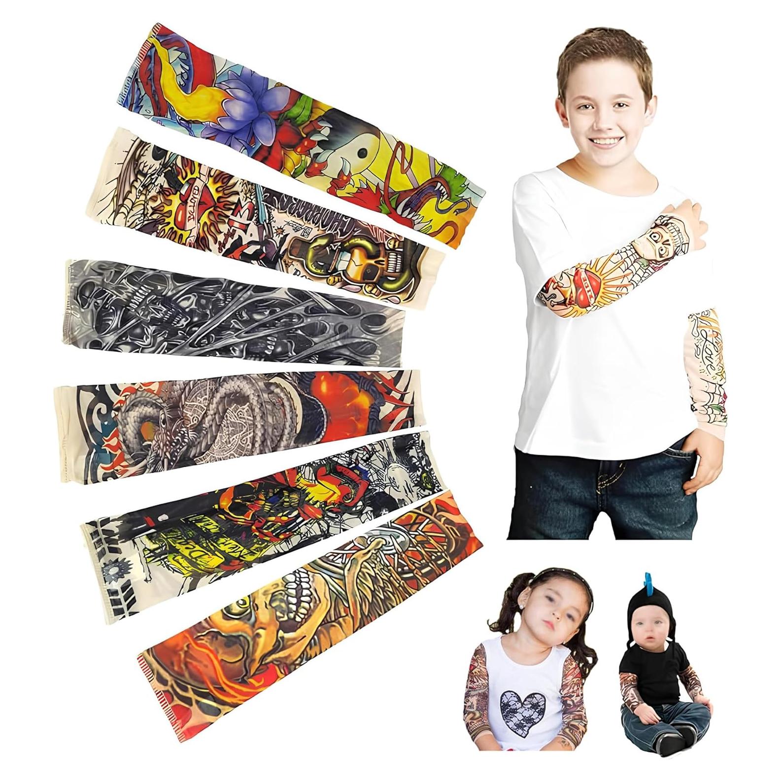 Mangas de Tatuaje Temporales Niños iToolai 6 Pcs Protección UV