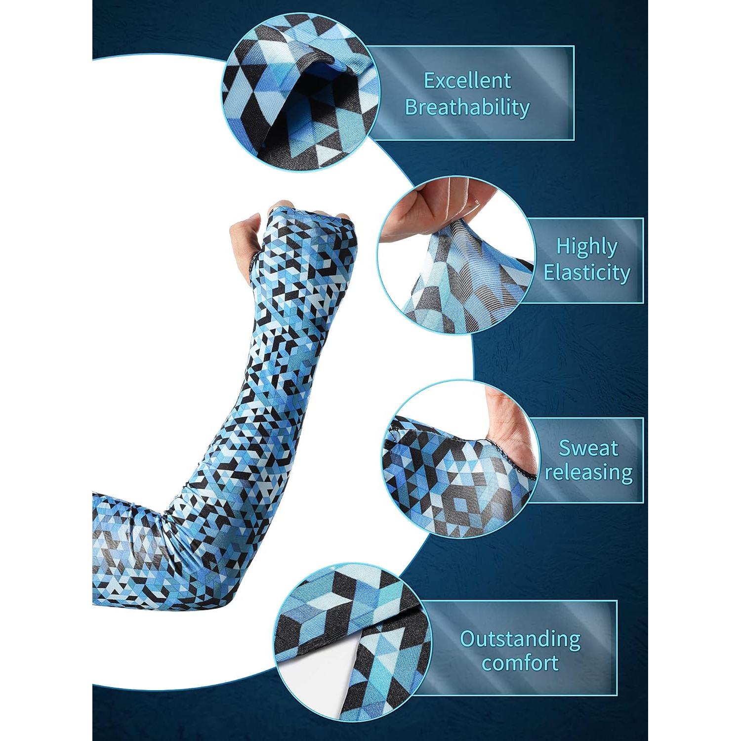 20 Pares Mangas Protectores para el Sol Geyoga Unisex Seda Fría