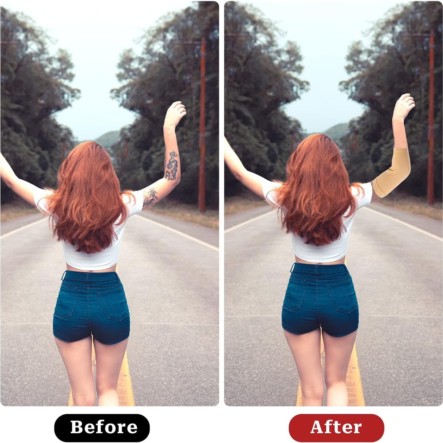 2 Pares Manga Cubierta Tatuaje Unisex MOZEAT 20x10 cm Nude