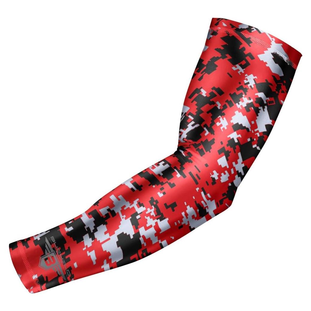 Manga de Compresión Bucwild Sports - Juvenil Pequeño - Camo Digital Rojo