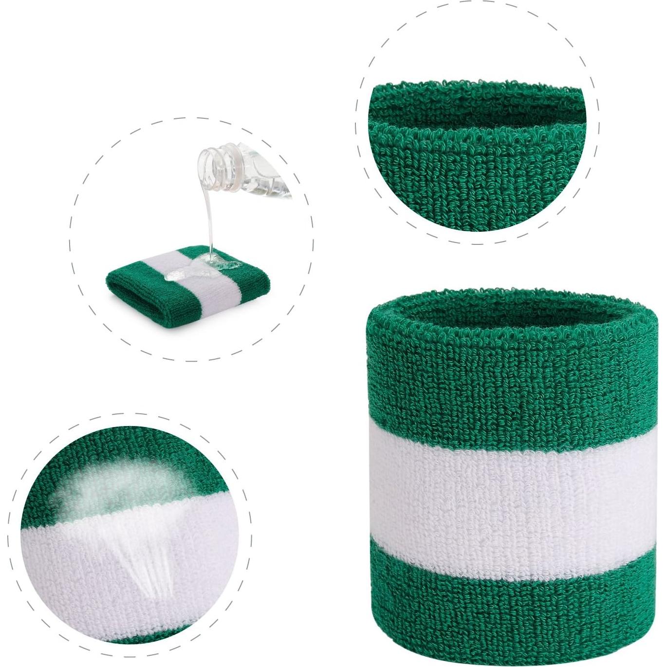 Muñequera de Sudor ONUPGO para Deportes - 1 Par Verde/Blanco