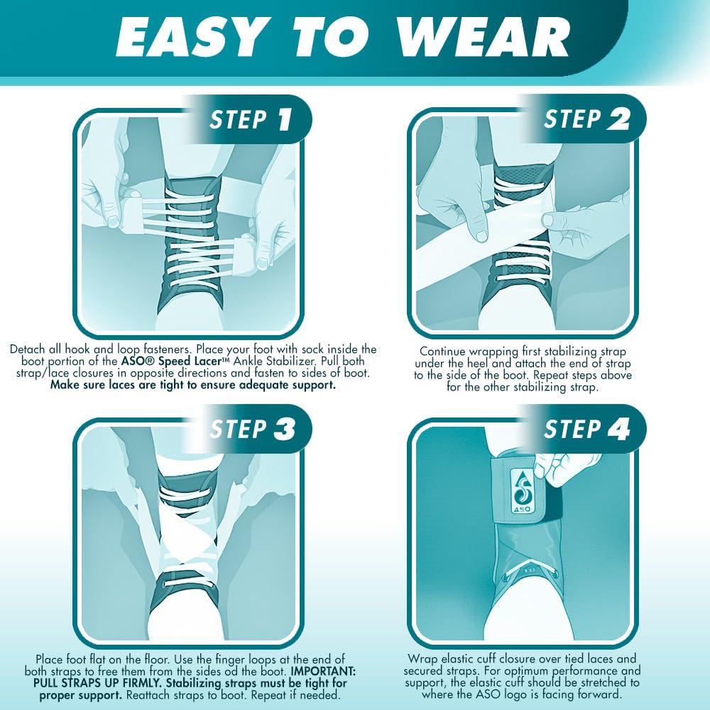 Soporte para Tobillo Med Spec ASO Speed Lacer Negro Mediano