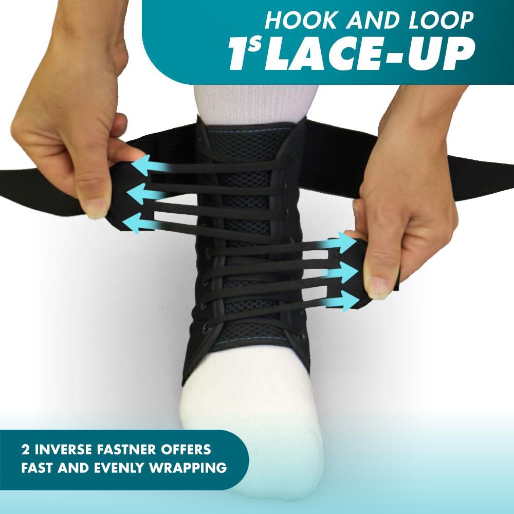 Soporte para Tobillo Med Spec ASO Speed Lacer Negro Mediano