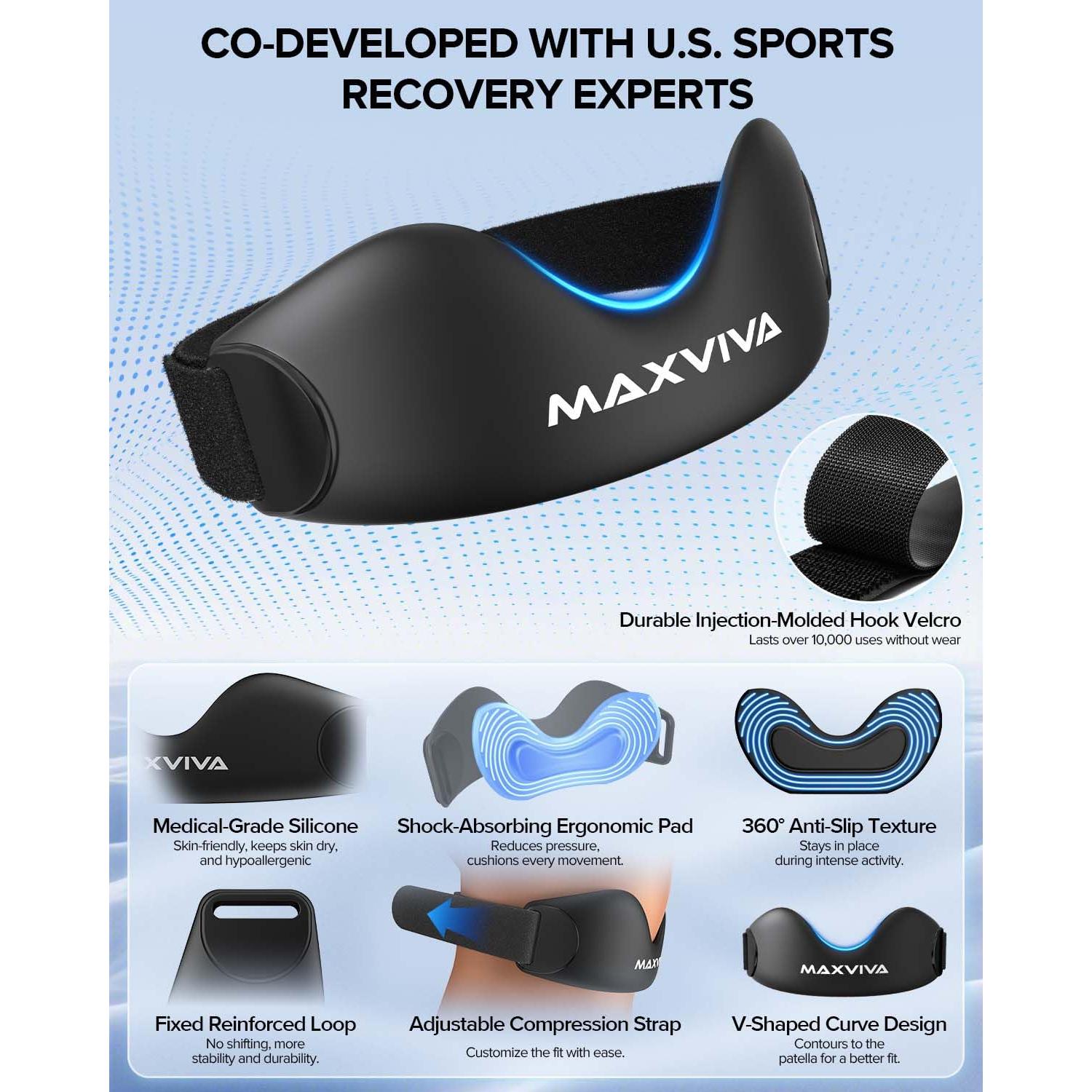 Faja de Soporte Patelar MAXVIVA - Rodillera Ajustable Negro