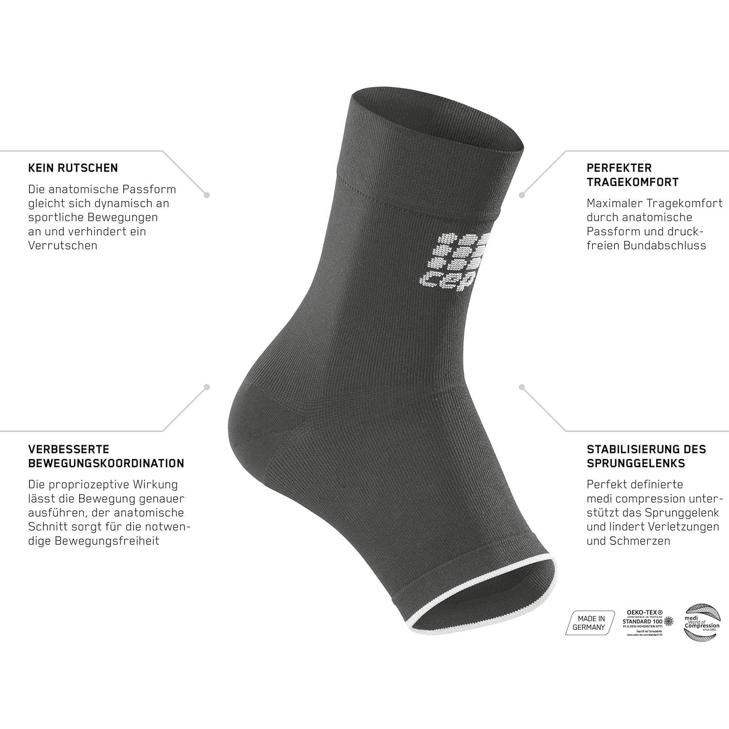 Manga de Compresión para Tobillo CEP Ortho Unisex Negro Gris