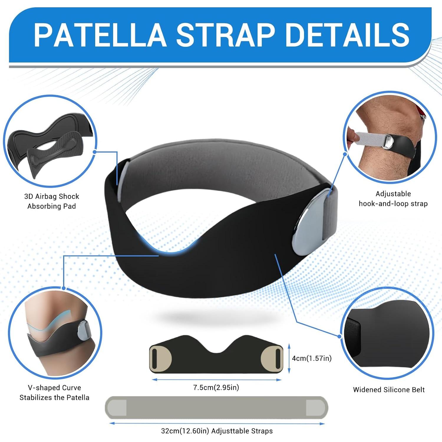 Correa de Soporte Patelar de Silicona Ajustable - Negro Clásico