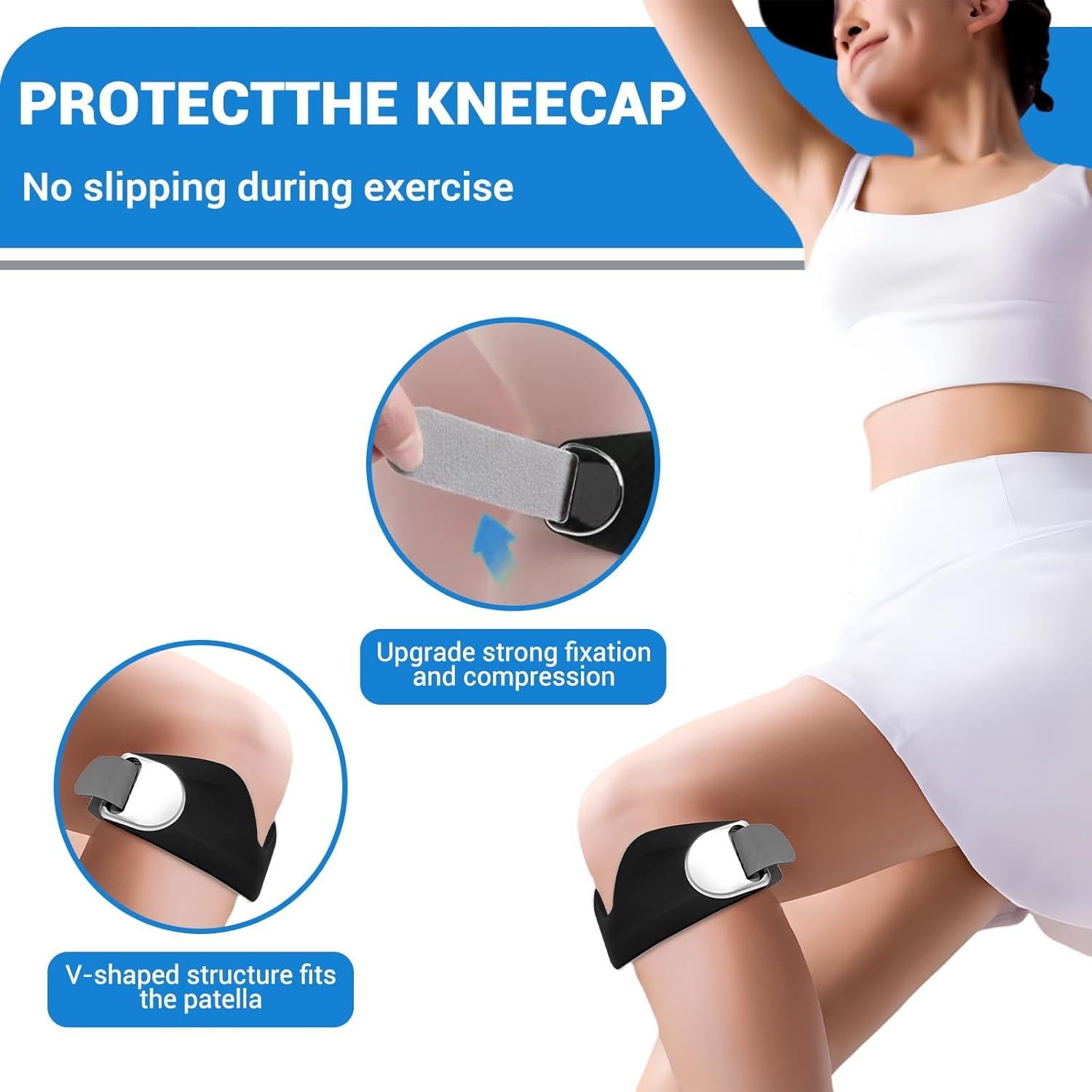 Correa de Soporte Patelar de Silicona Ajustable - Negro Clásico