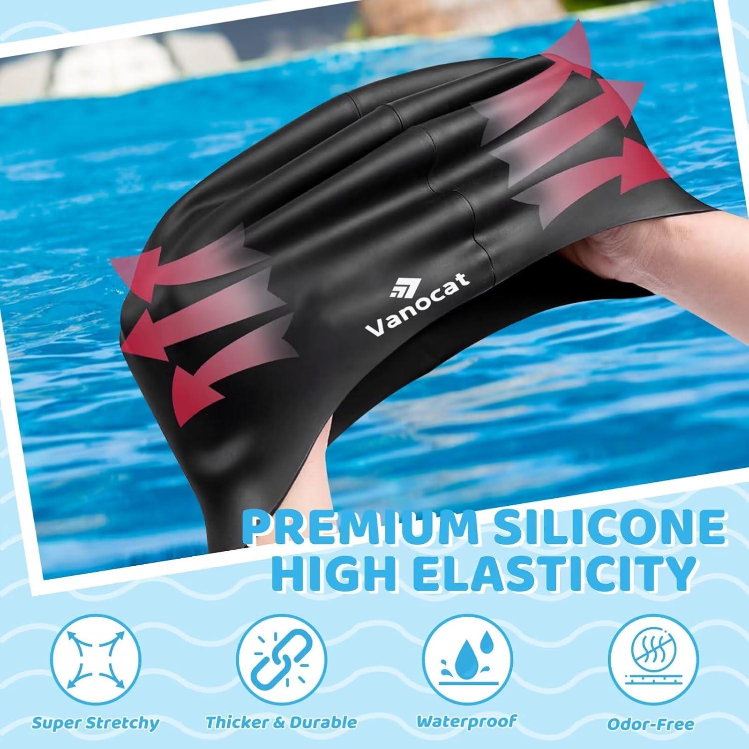 Gorro de Natación Extra Grande Vanocat para Niños Cabello Largo