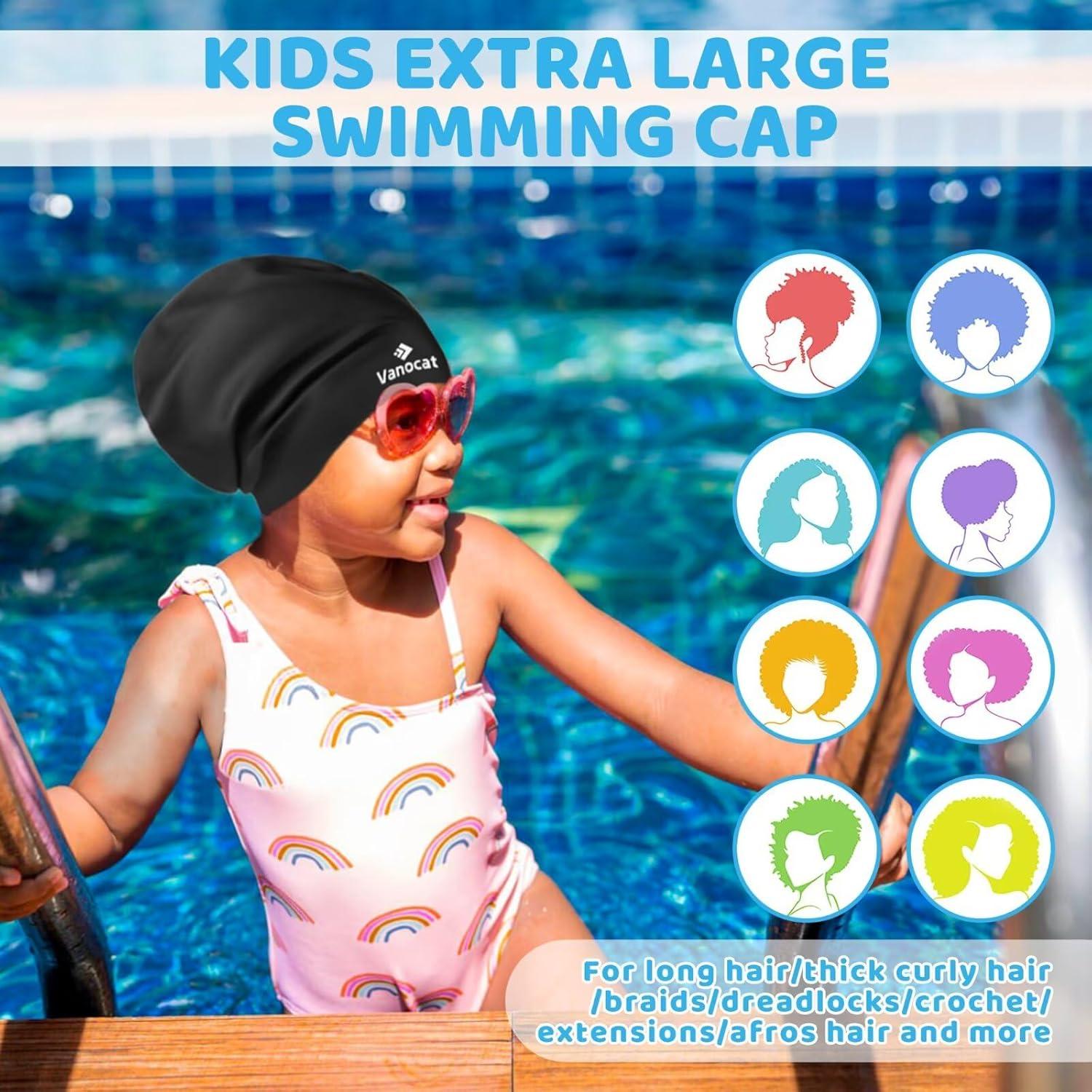 Gorro de Natación Extra Grande Vanocat para Niños Cabello Largo