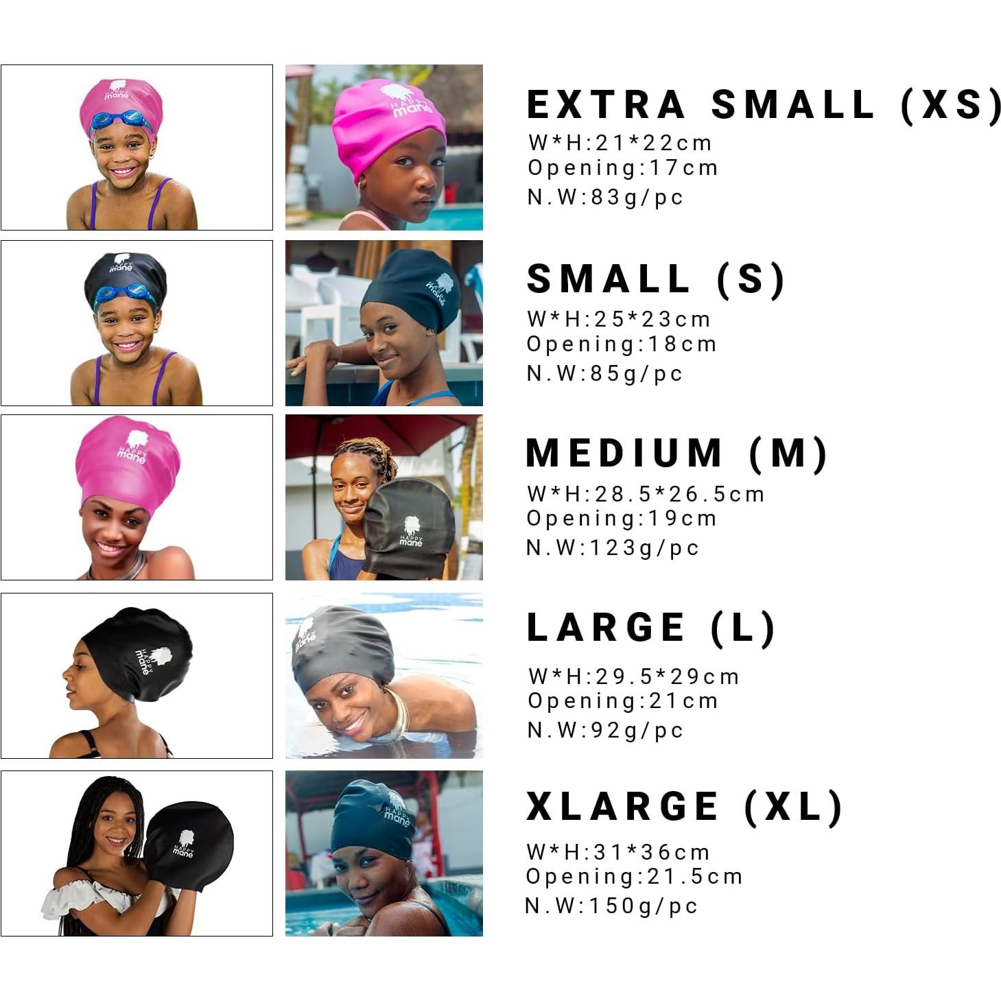 Gorro de natación de silicona Happy Mane para cabello largo - Rosa