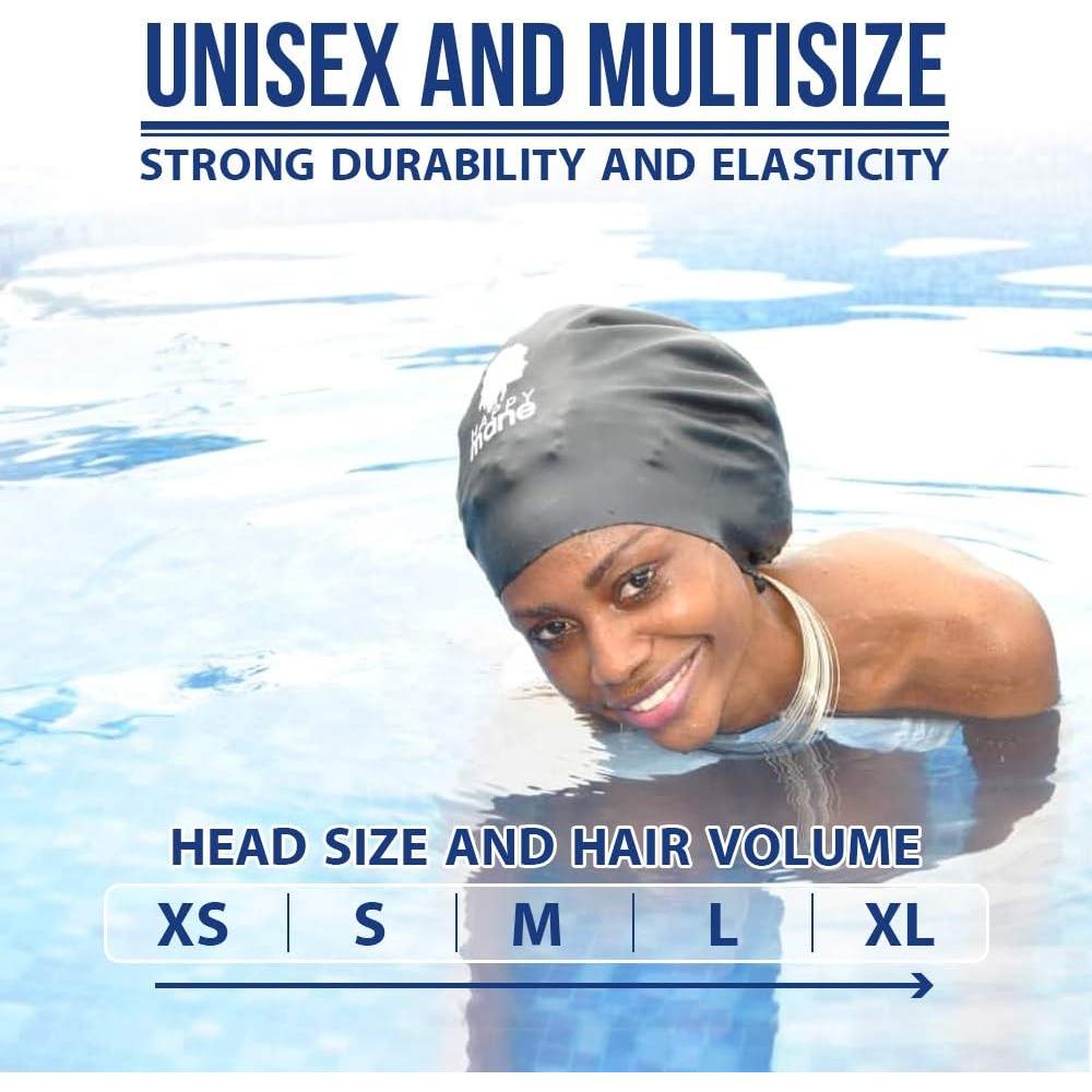 Gorro de natación de silicona Happy Mane para cabello largo - Rosa