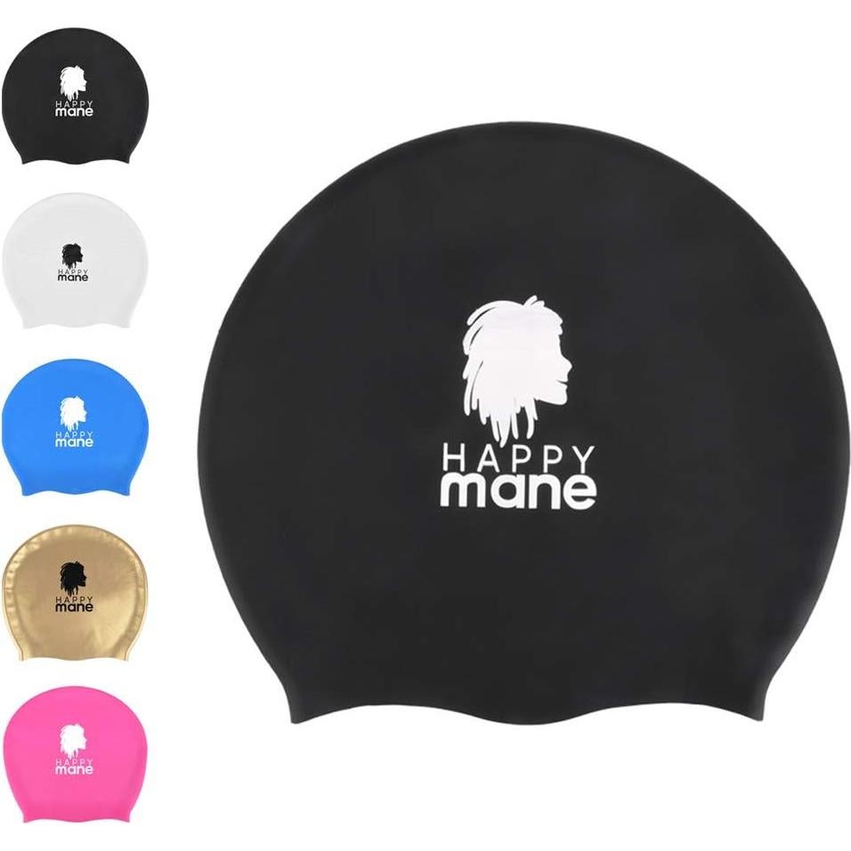 Gorro de natación de silicona Happy Mane para cabello largo - Rosa