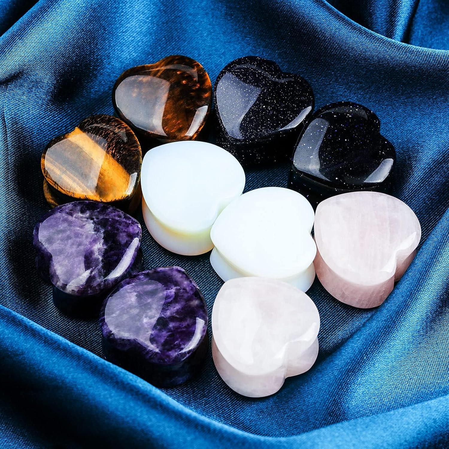 CABBE KALLO 10Pcs Tapones Corazón Piedra Natural 6-20mm