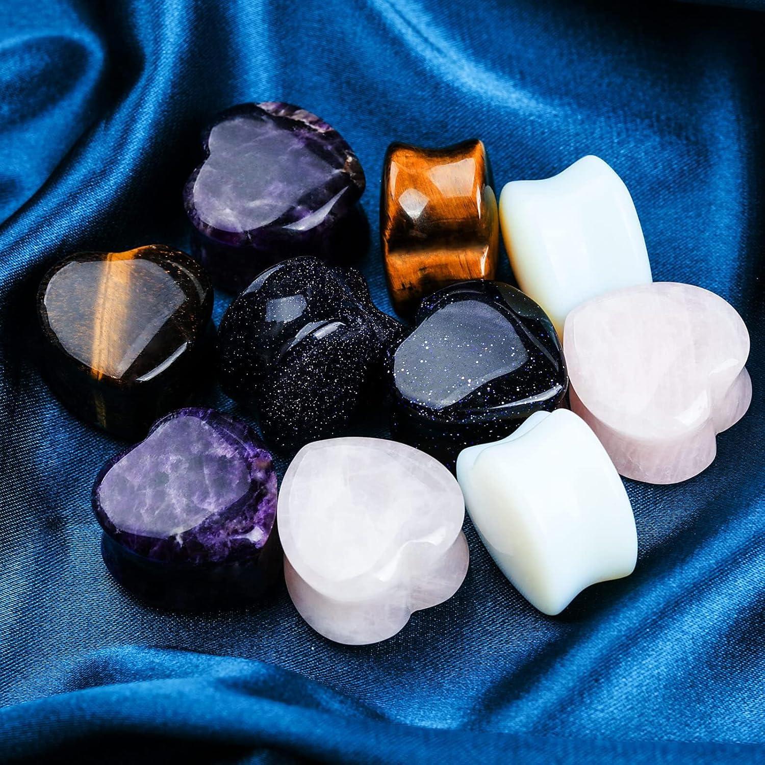 CABBE KALLO 10Pcs Tapones Corazón Piedra Natural 6-20mm