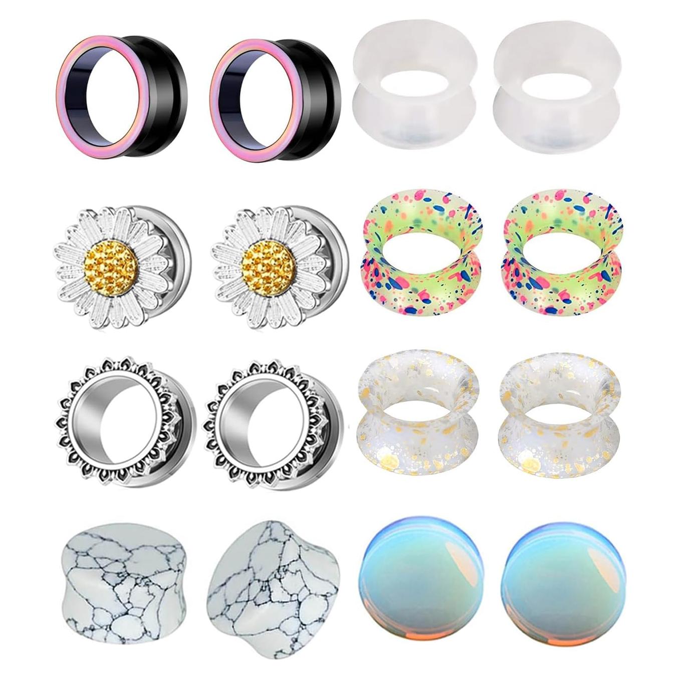 Túneles de Oreja TIANCI FBYJS 8 Pares Acero Inoxidable 2G-16mm