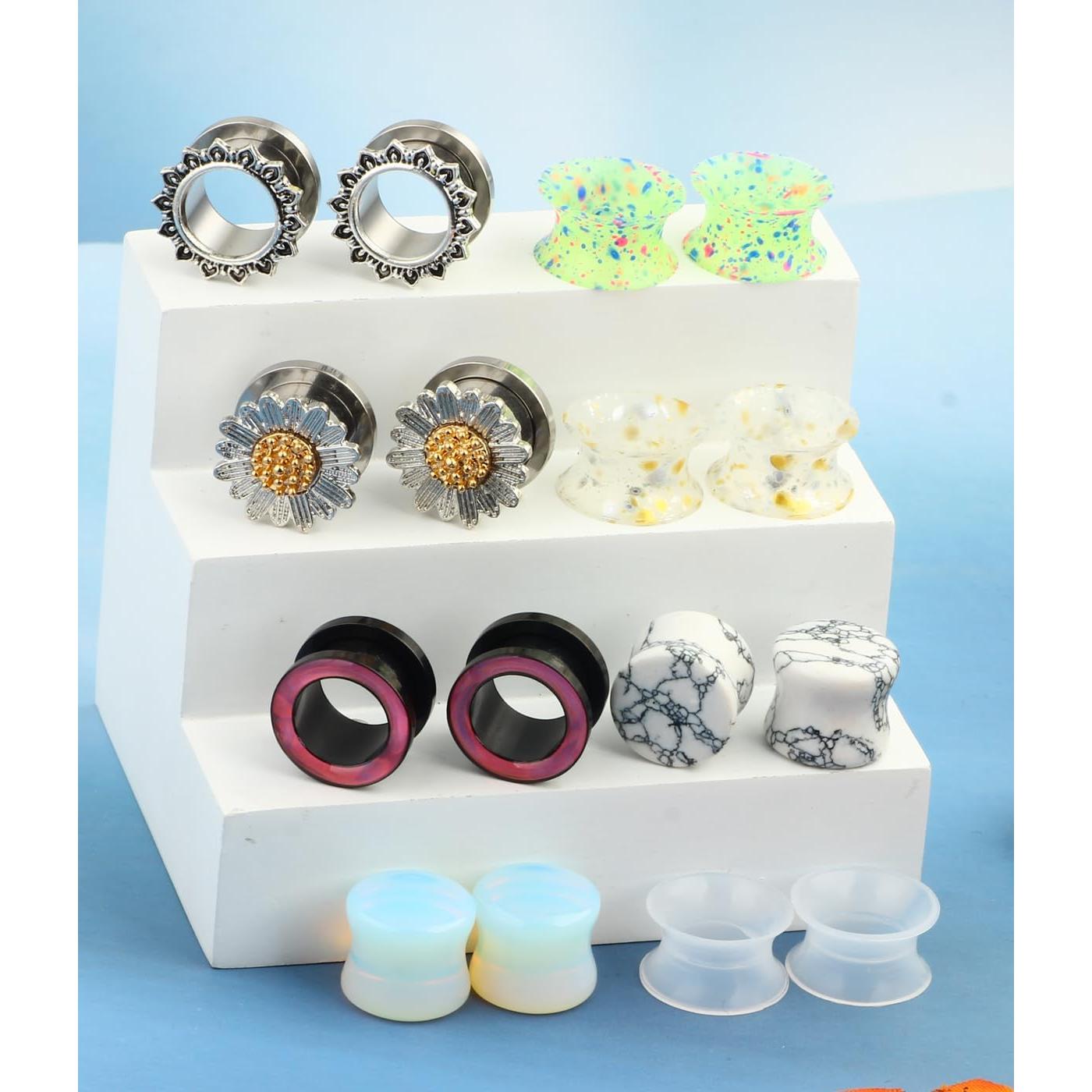 Túneles de Oreja TIANCI FBYJS 8 Pares Acero Inoxidable 2G-16mm