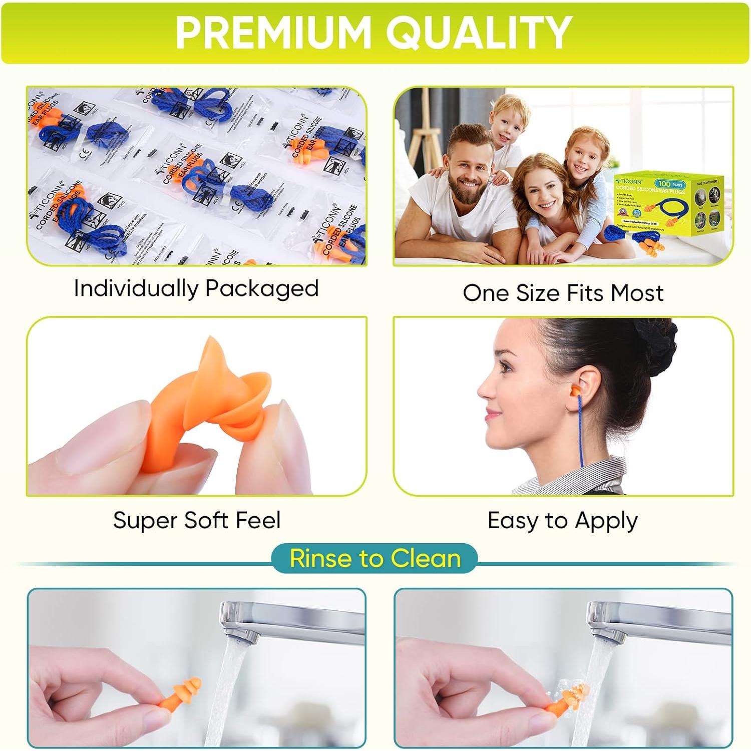 Tapones de Silicona TICONN 12 Pares Cancelación Ruido 25dB