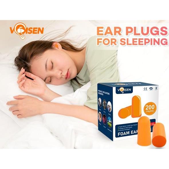 Tapones para Oídos VOISEN 200 Pares 32dB NRR Naranja