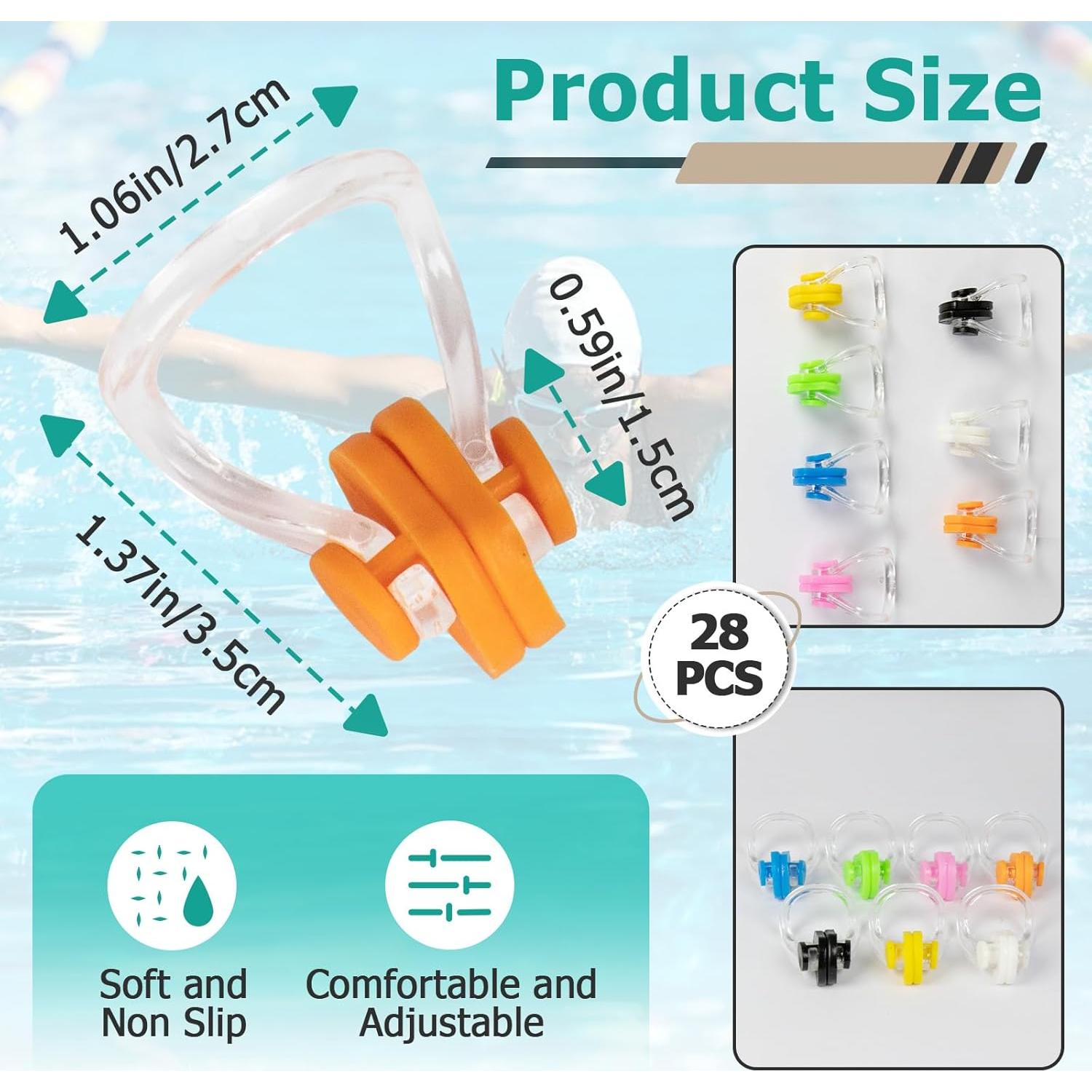 28 Tapones de Nariz para Nadar Gfdoso Silicona 7 Colores