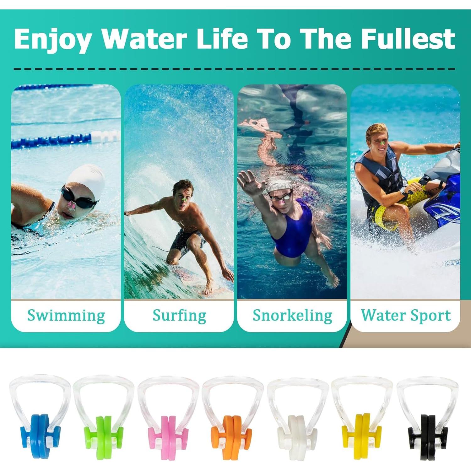 28 Tapones de Nariz para Nadar Gfdoso Silicona 7 Colores