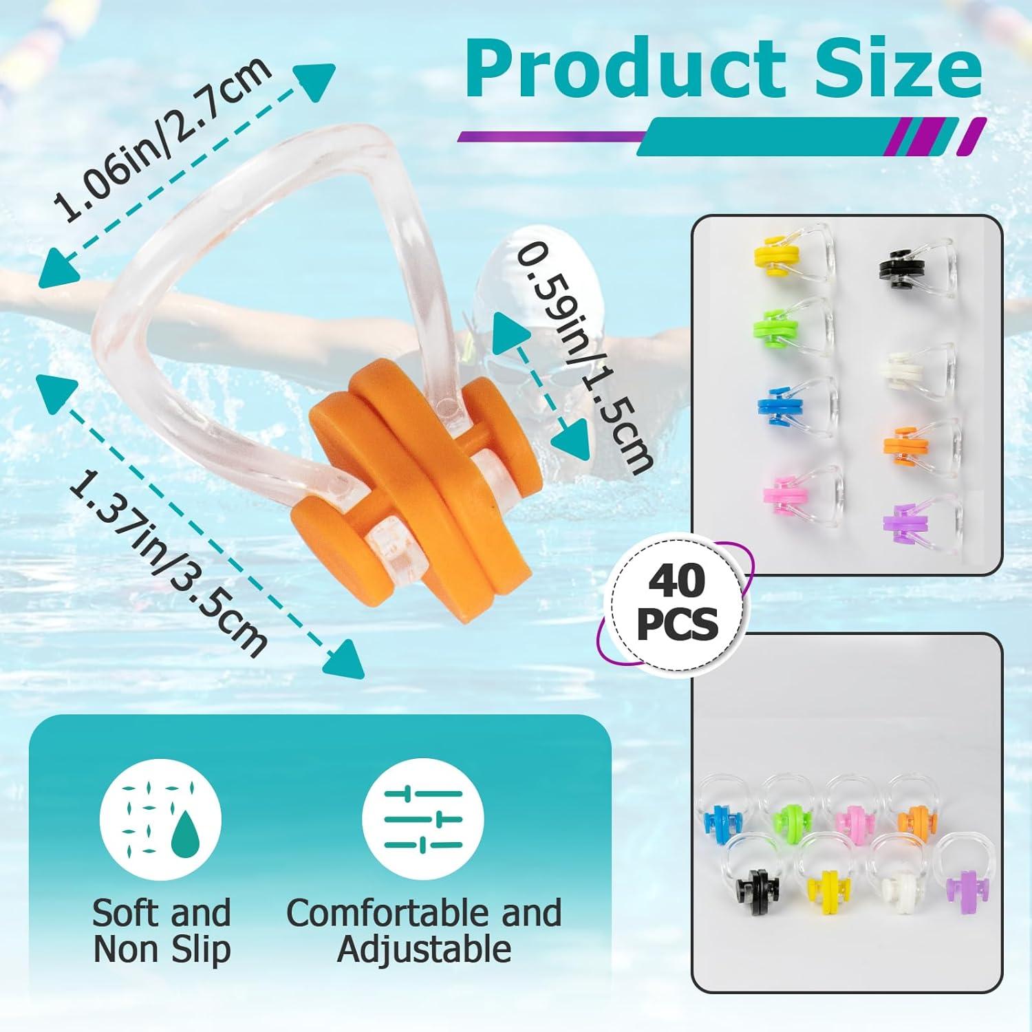 40 Clips de Nariz para Natación Joworthy - Silicona Impermeable