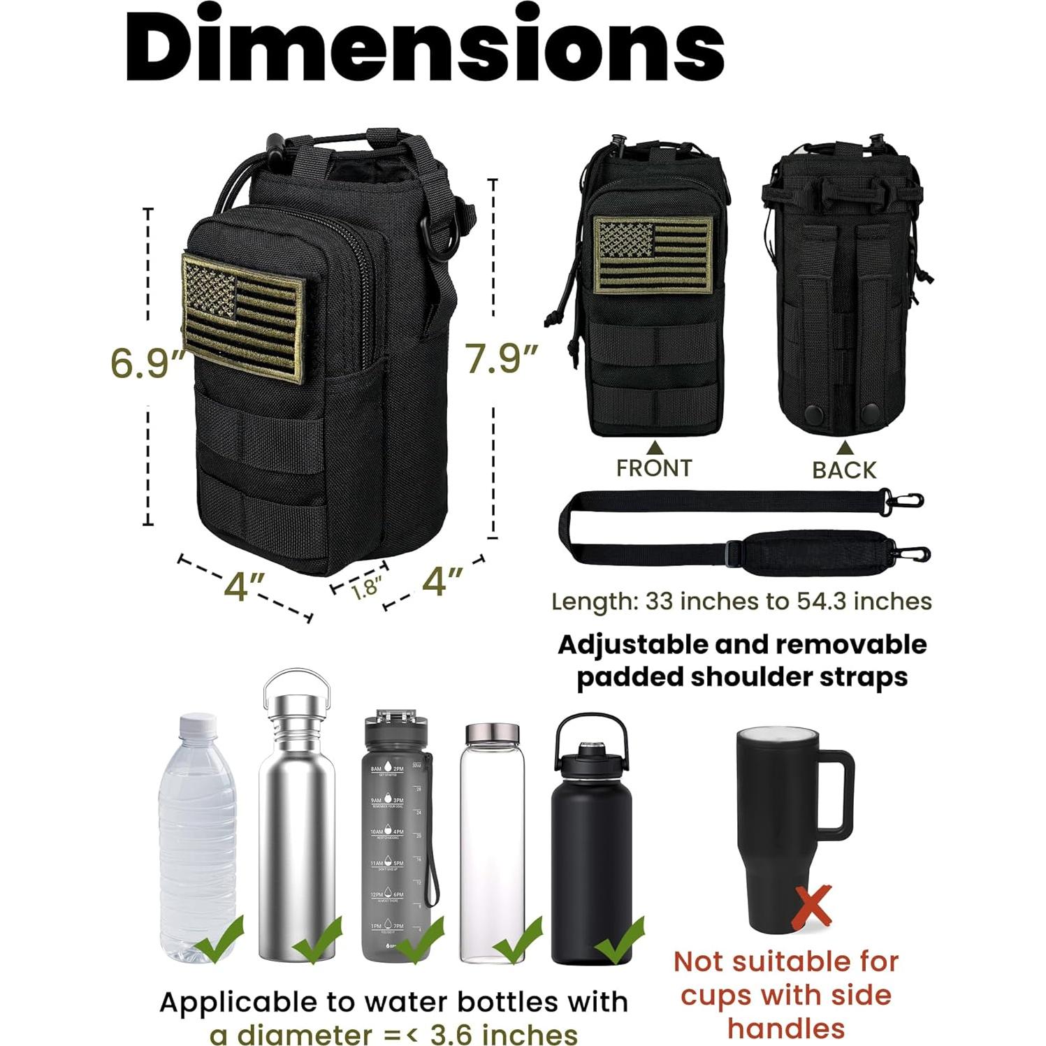 Soporte para Botella de Agua DEFUNX WBH02 Nylon 32 Oz Negro