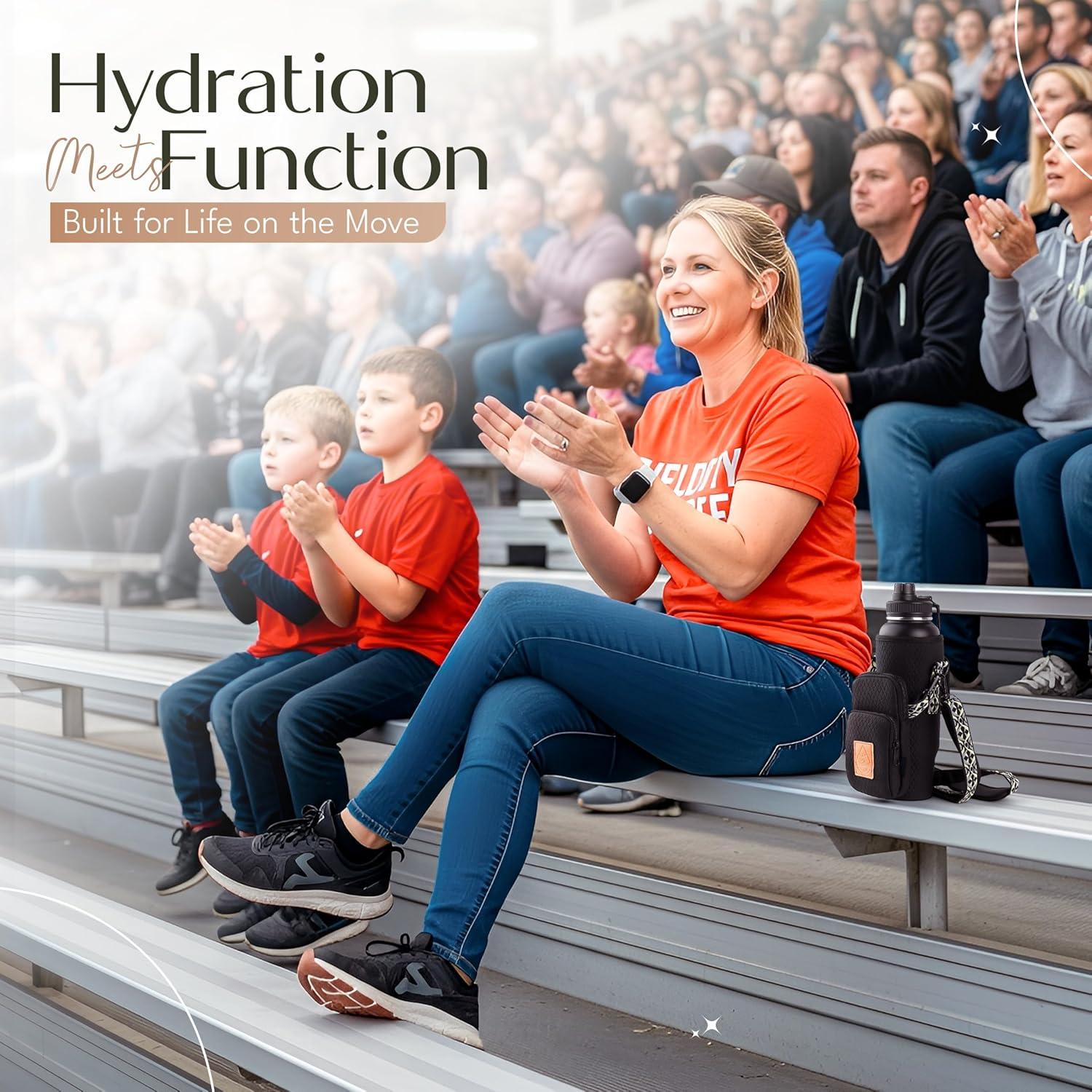 Bolsa Cruzada para Botella de Agua Travola - 40 oz, RFID, Negro