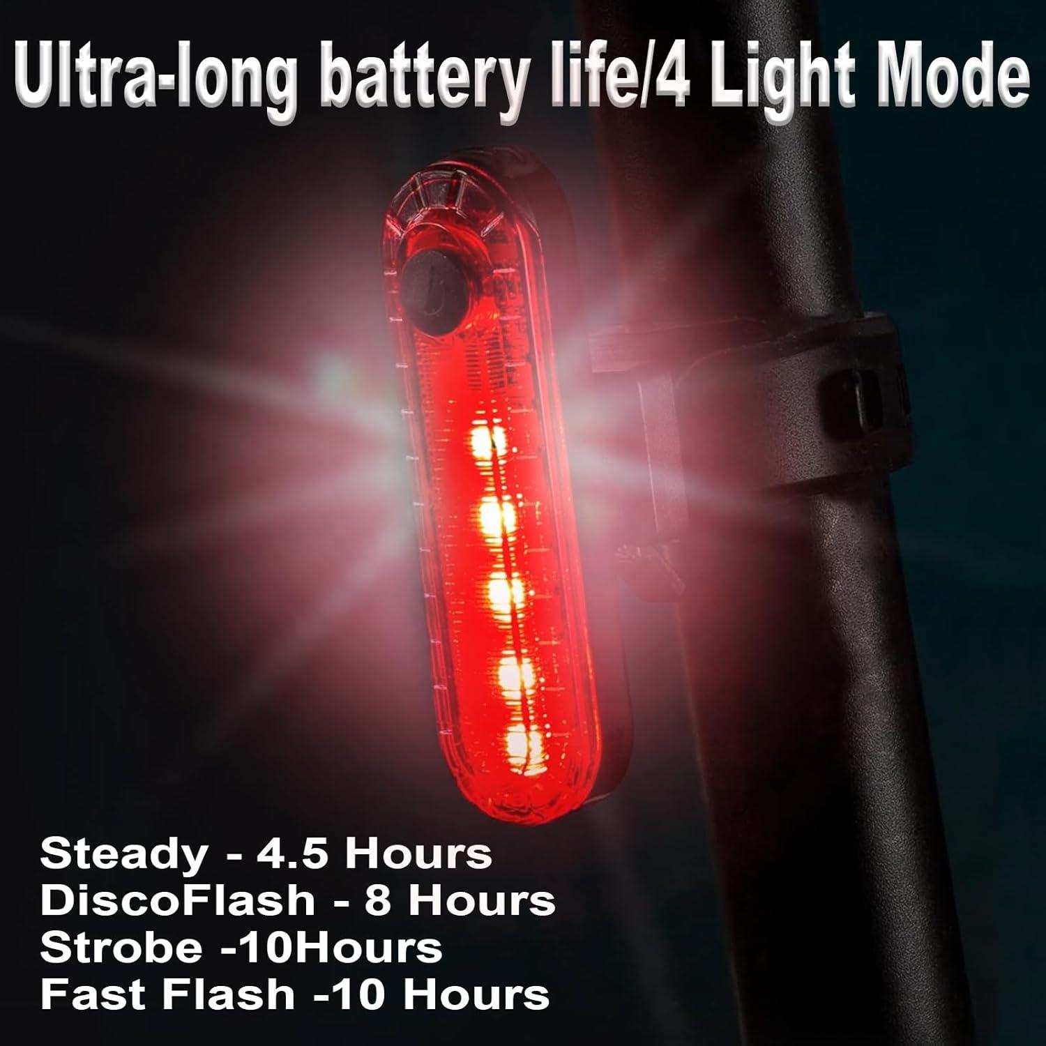 Luz Trasera LED Vyqorielx Recargable USB Rojo IPX4 4 Modos