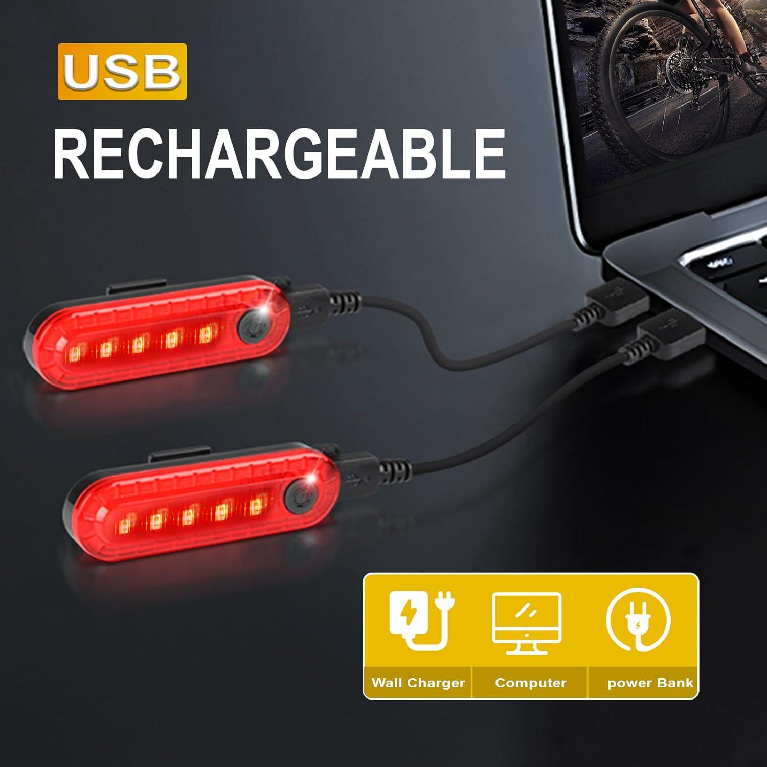 Luz Trasera LED Vyqorielx Recargable USB Rojo IPX4 4 Modos