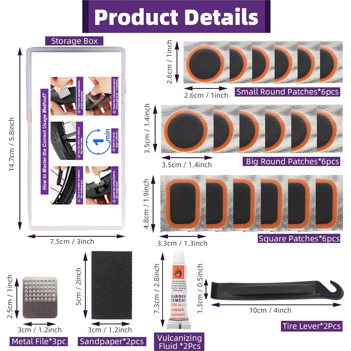 Kit de Reparación de Neumáticos de Bicicleta Genérico 27 Pcs