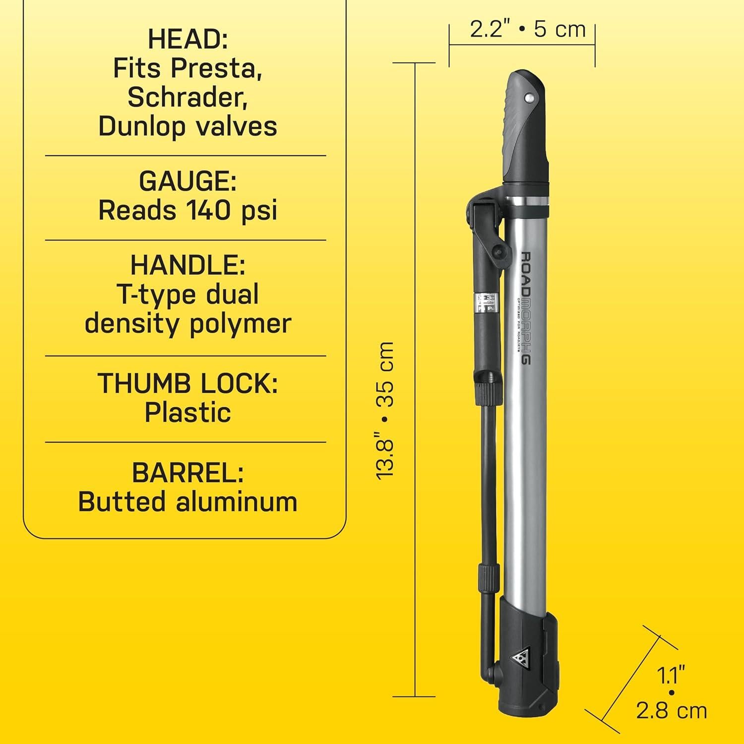 Bomba de Bicicleta Topeak Road Morph G con Manómetro 140 psi