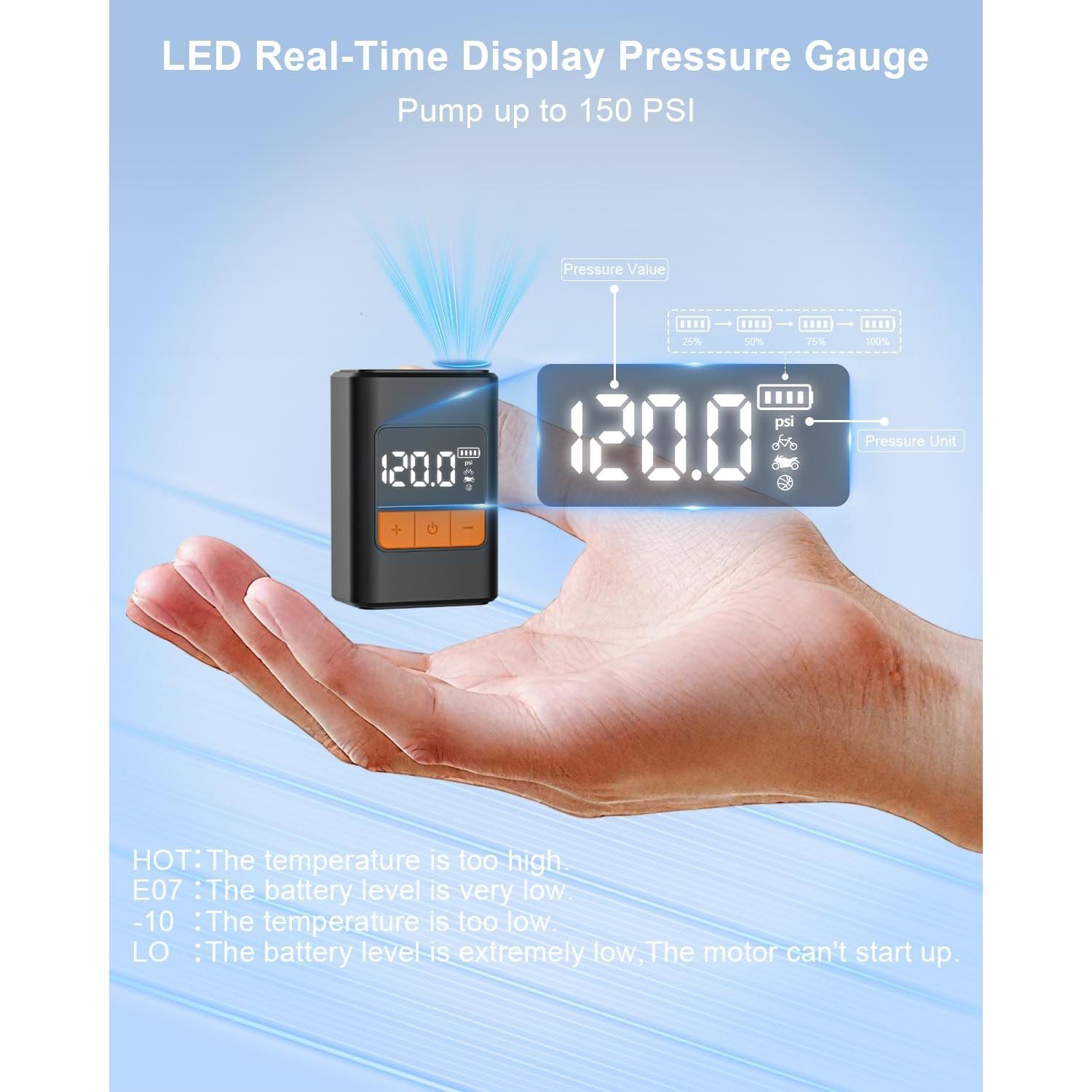 Bomba de Bicicleta Eléctrica UAGUBSH 150 PSI Portátil