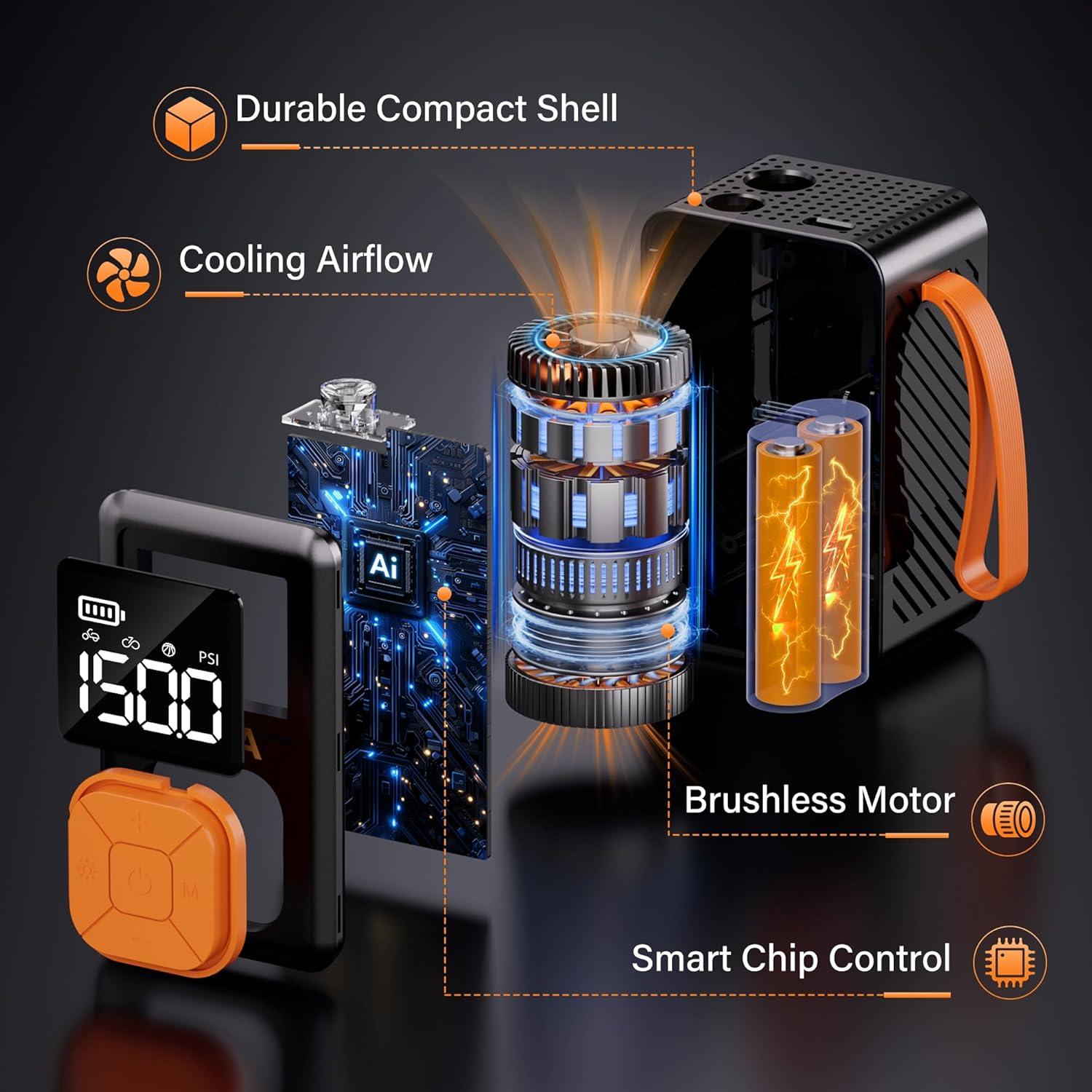 Bomba de Bicicleta Mini YMXA Q31 150 PSI Automática con Medidor