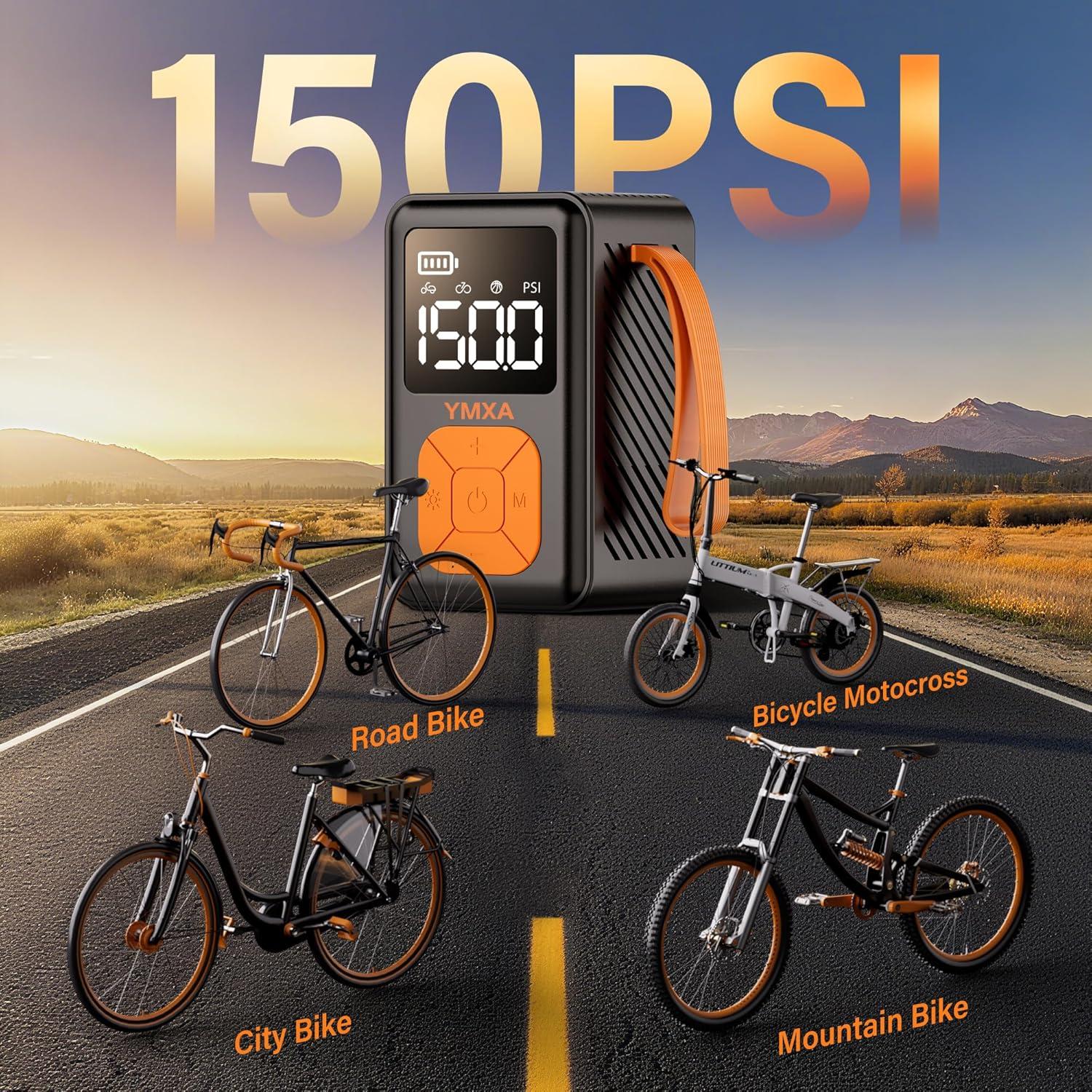 Bomba de Bicicleta Mini YMXA Q31 150 PSI Automática con Medidor