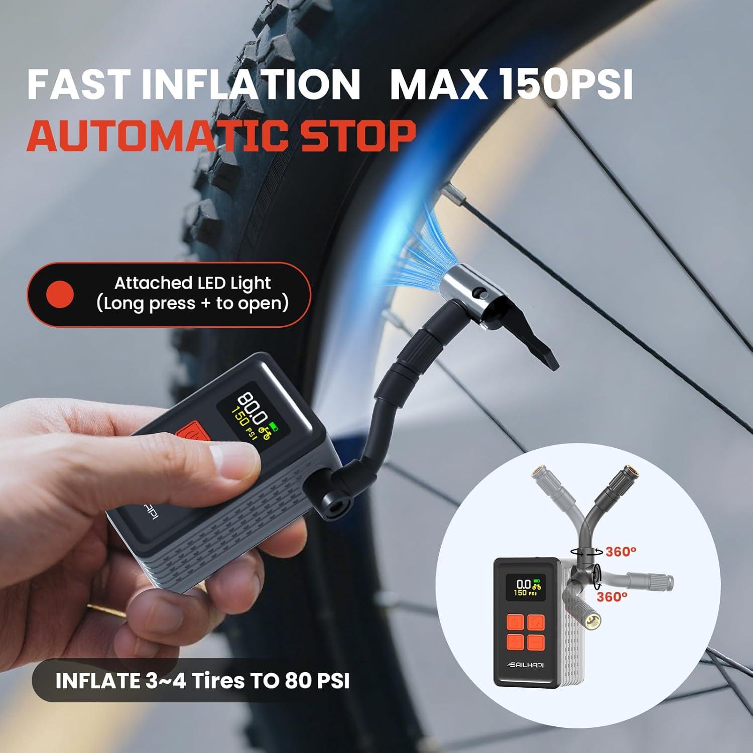 Bomba de Neumáticos Eléctrica SAILHAPI WK-BL01 150PSI