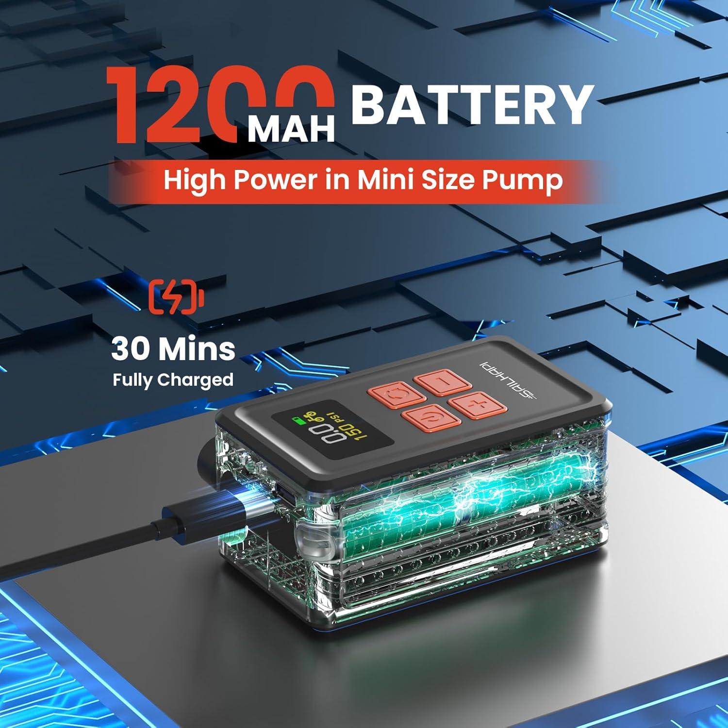 Bomba de Neumáticos Eléctrica SAILHAPI WK-BL01 150PSI