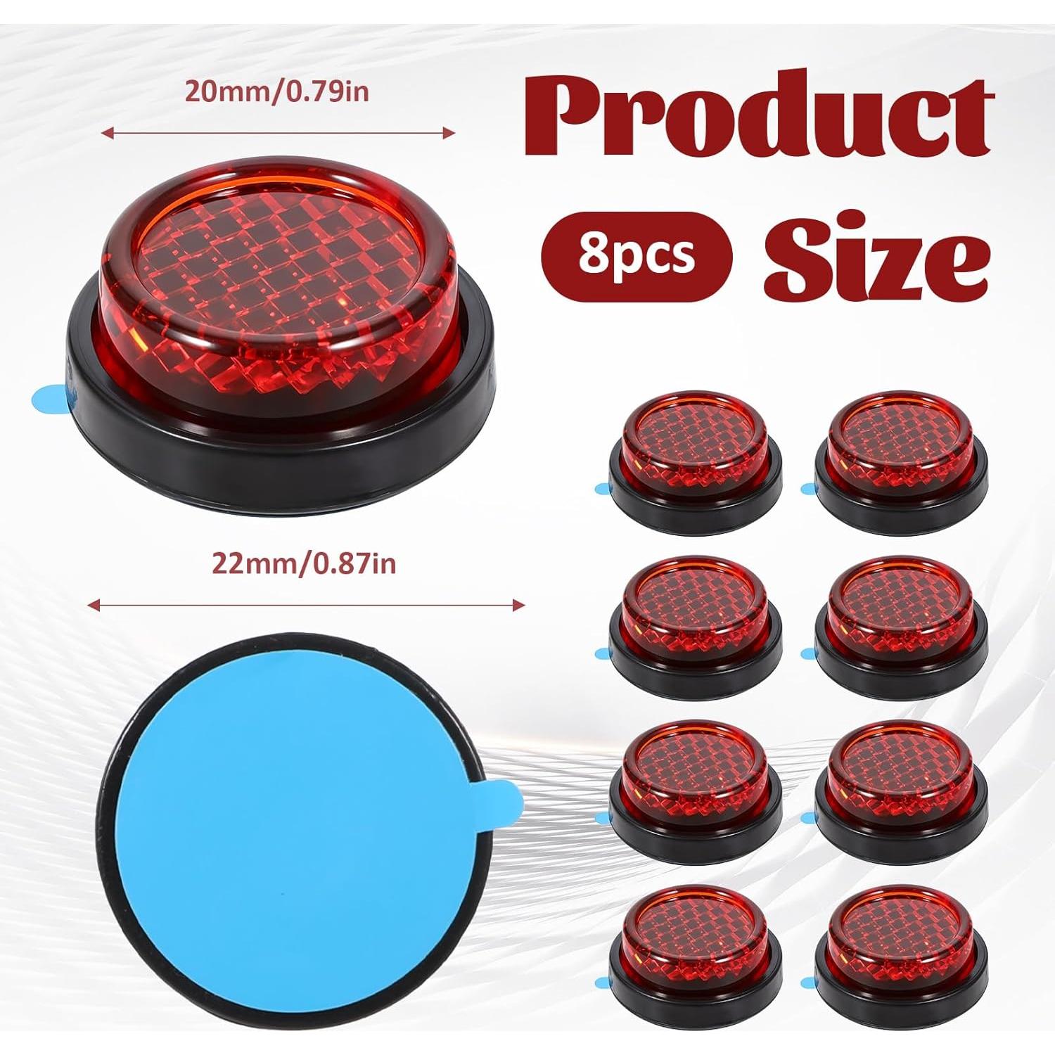 Reflectores Rojos Autoadhesivos Giantree 8 Pcs 2.4 cm