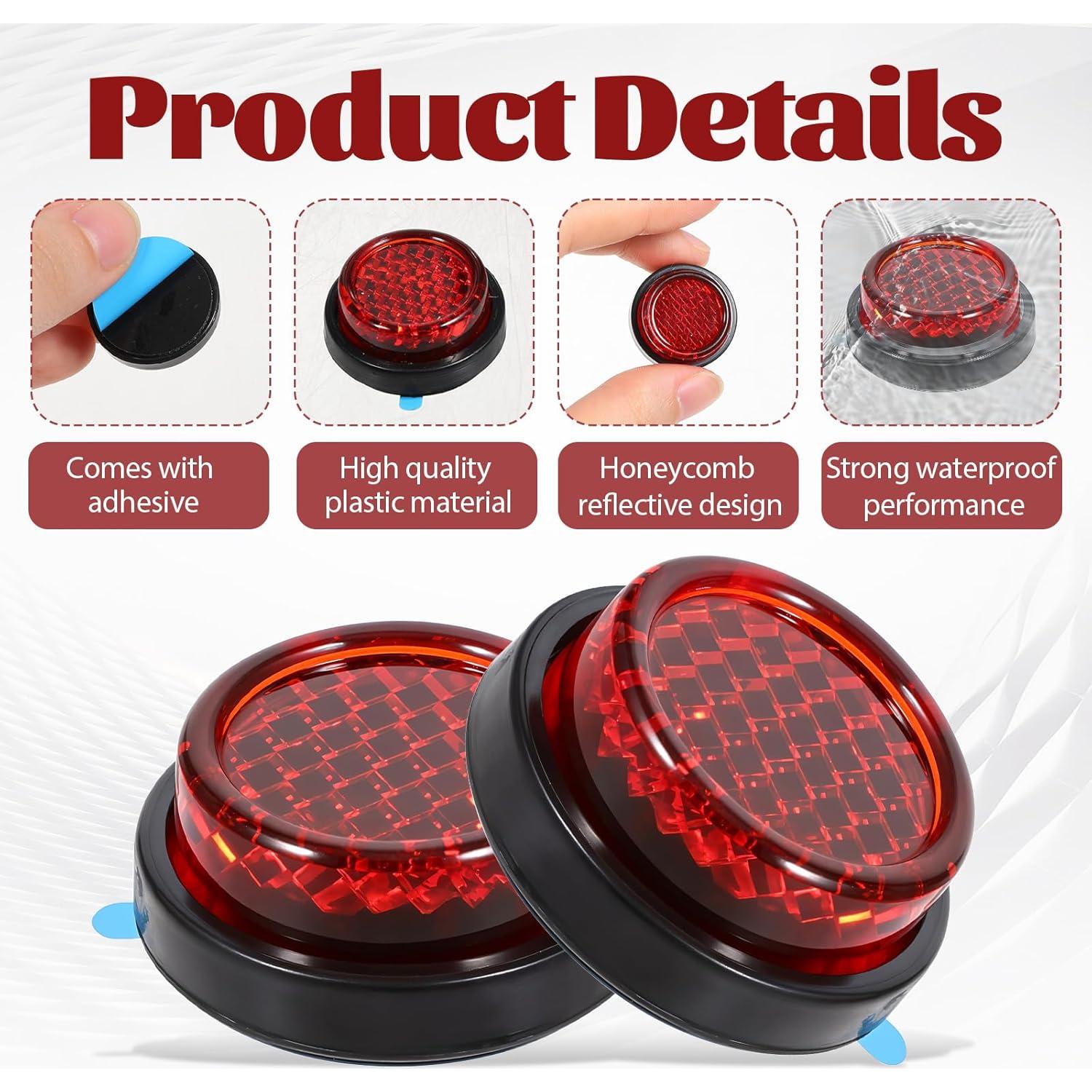 Reflectores Rojos Autoadhesivos Giantree 8 Pcs 2.4 cm