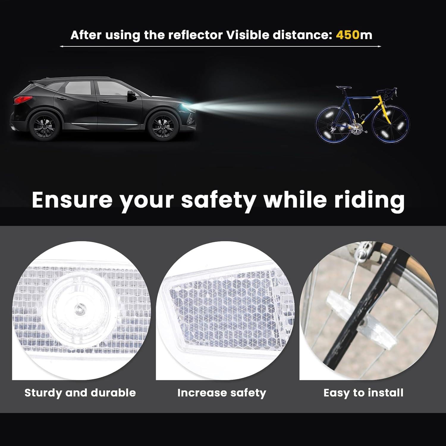 Reflectores de Rueda para Bicicleta Simarro - 4 Piezas Blancas