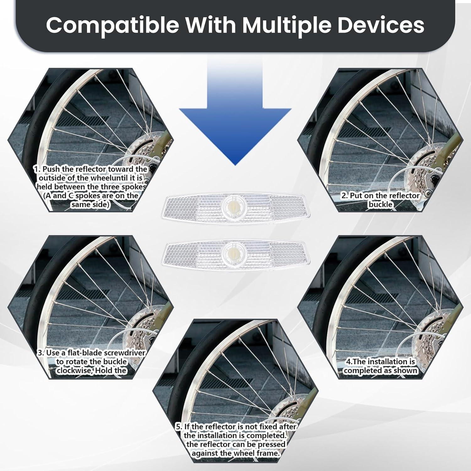 Reflectores de Rueda para Bicicleta Simarro - 4 Piezas Blancas