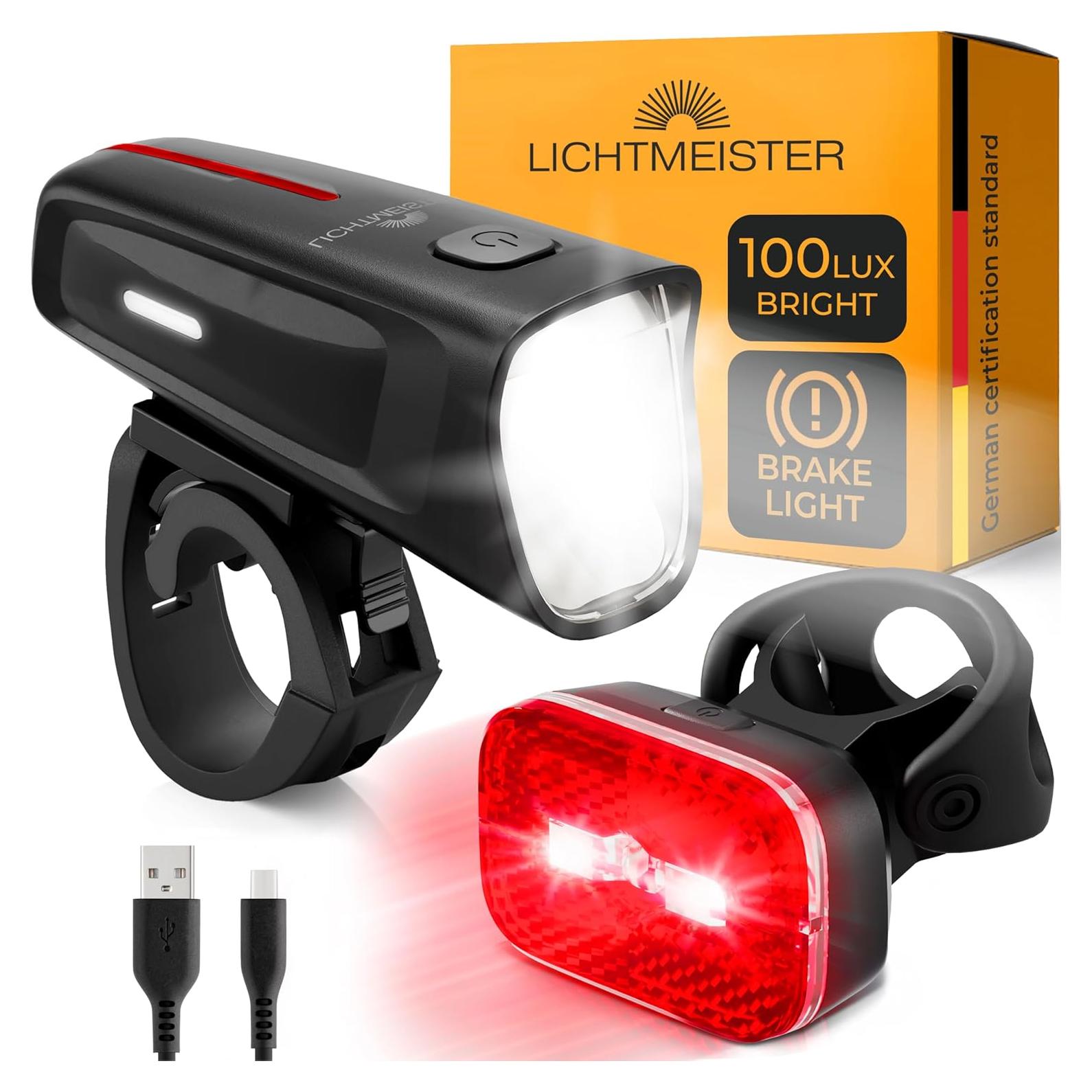 Luces para Bicicleta LICHTMEISTER 100 Lux Recargables USB-C