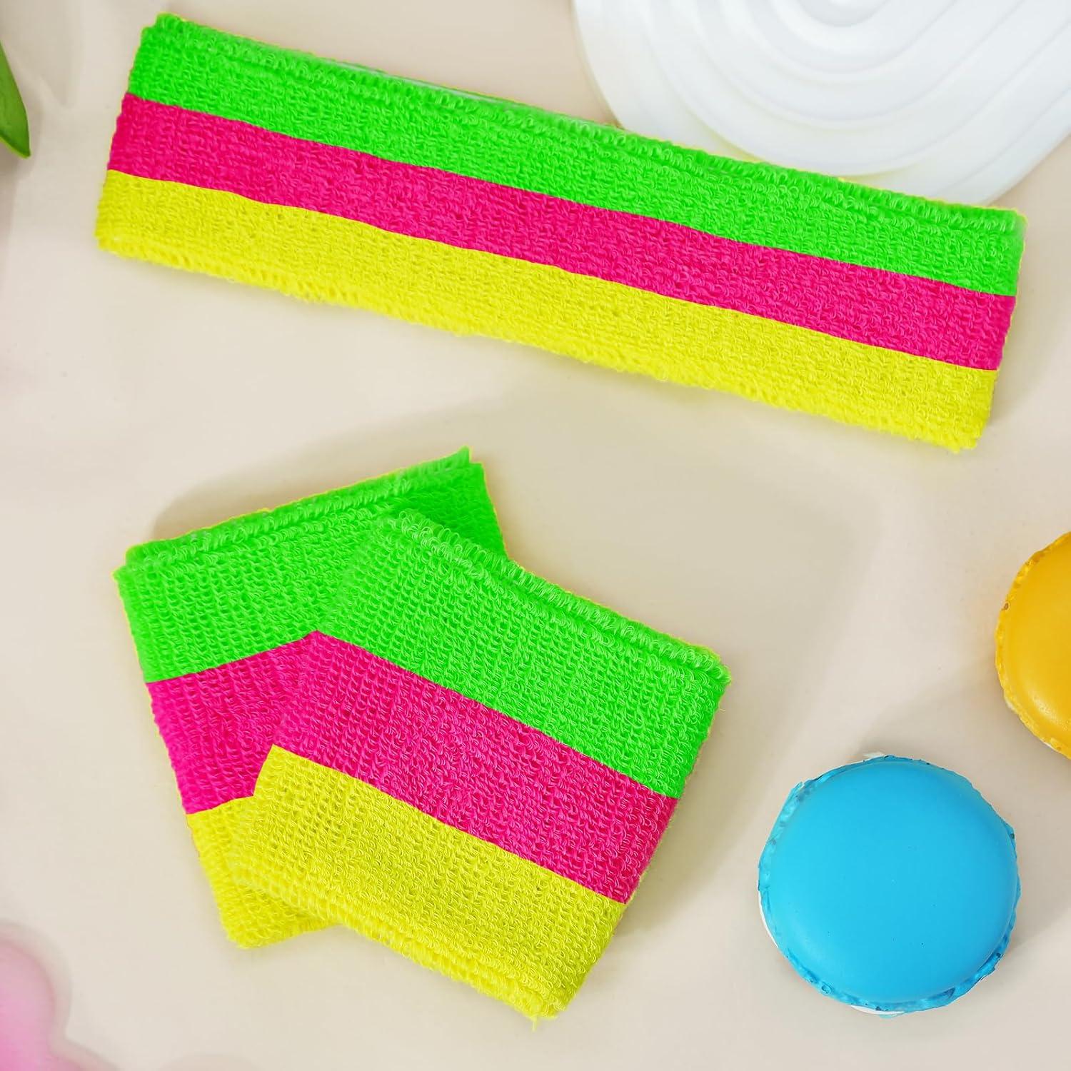 Conjunto de Muñequera y Diadema Neón Ronglry 80s Unisex