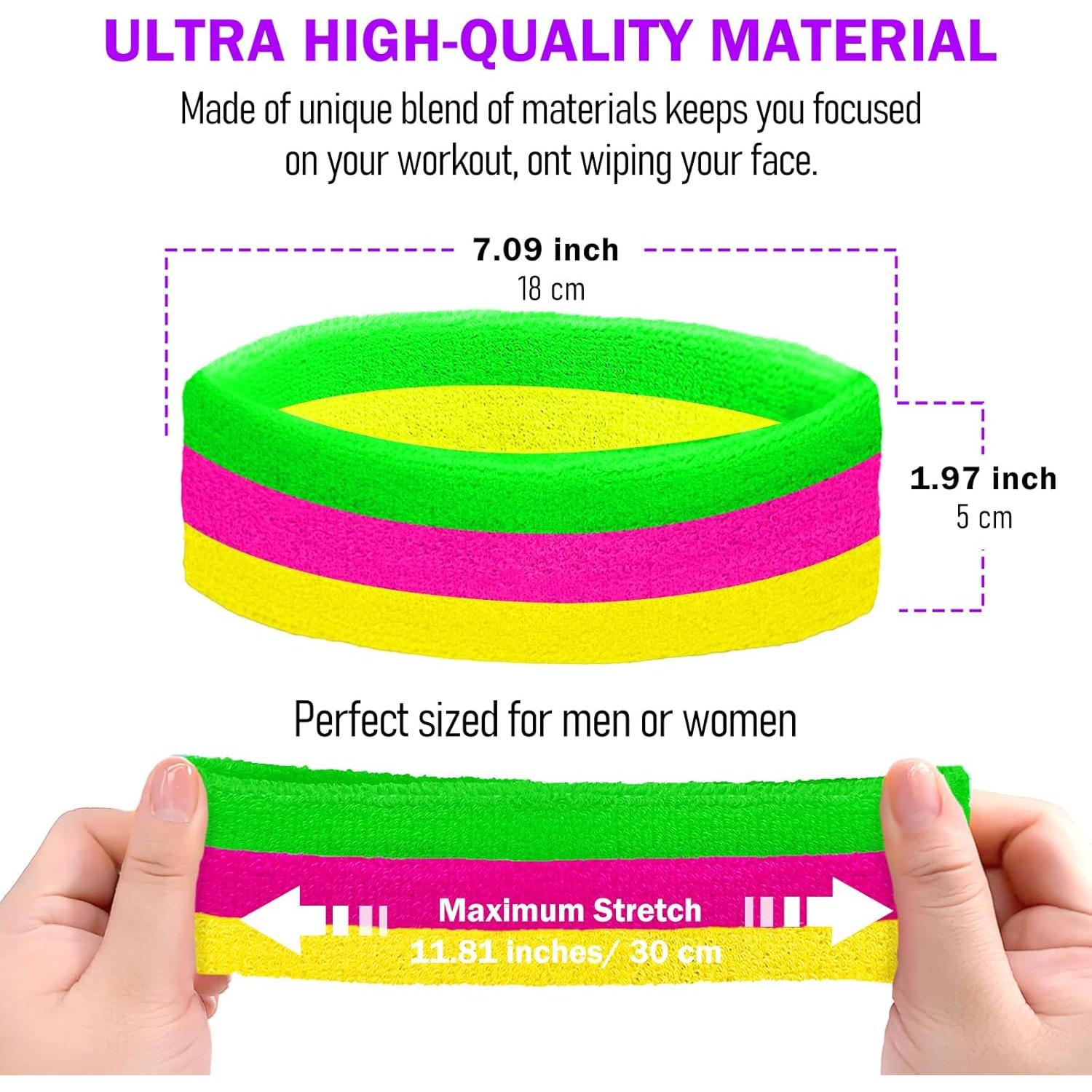 Conjunto de Muñequera y Diadema Neón Ronglry 80s Unisex