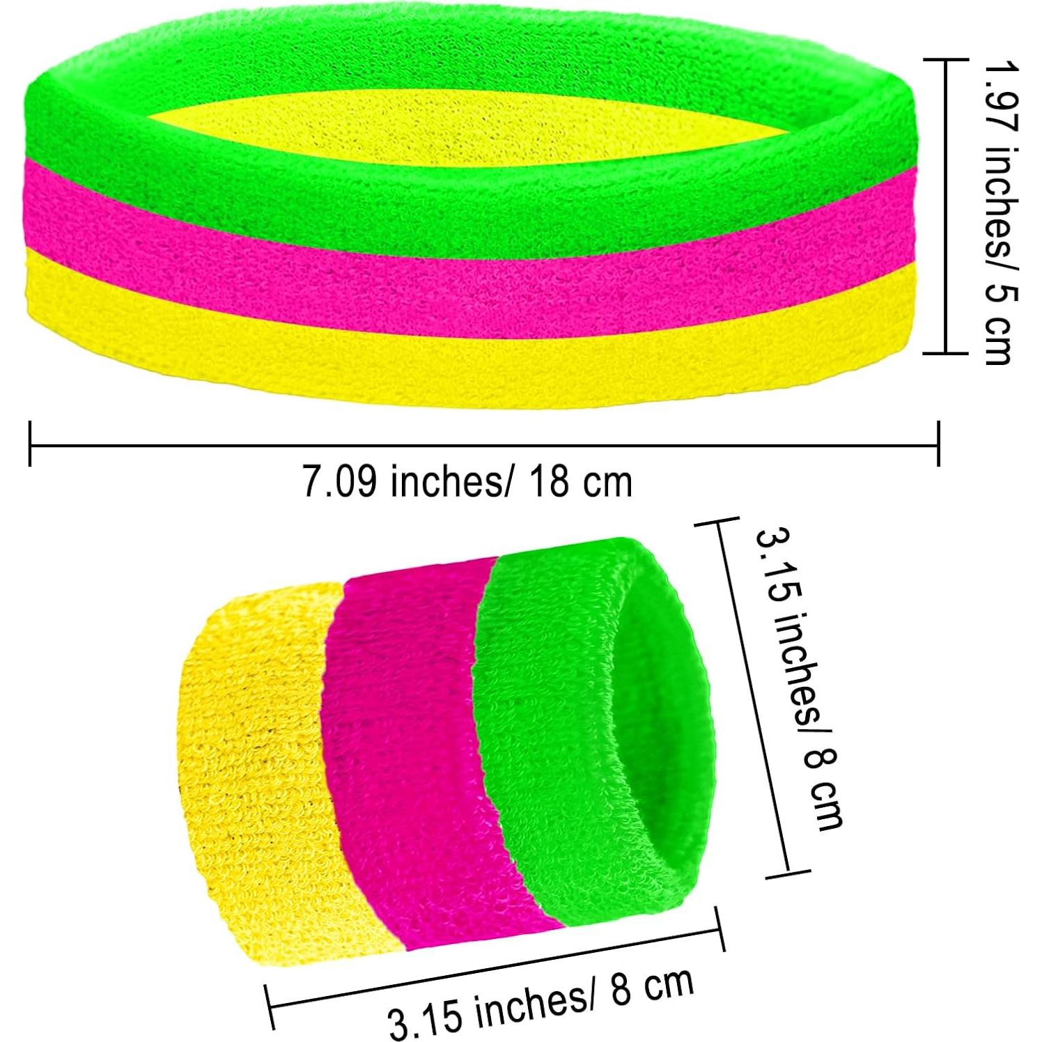 Conjunto de Muñequera y Diadema Neón Ronglry 80s Unisex