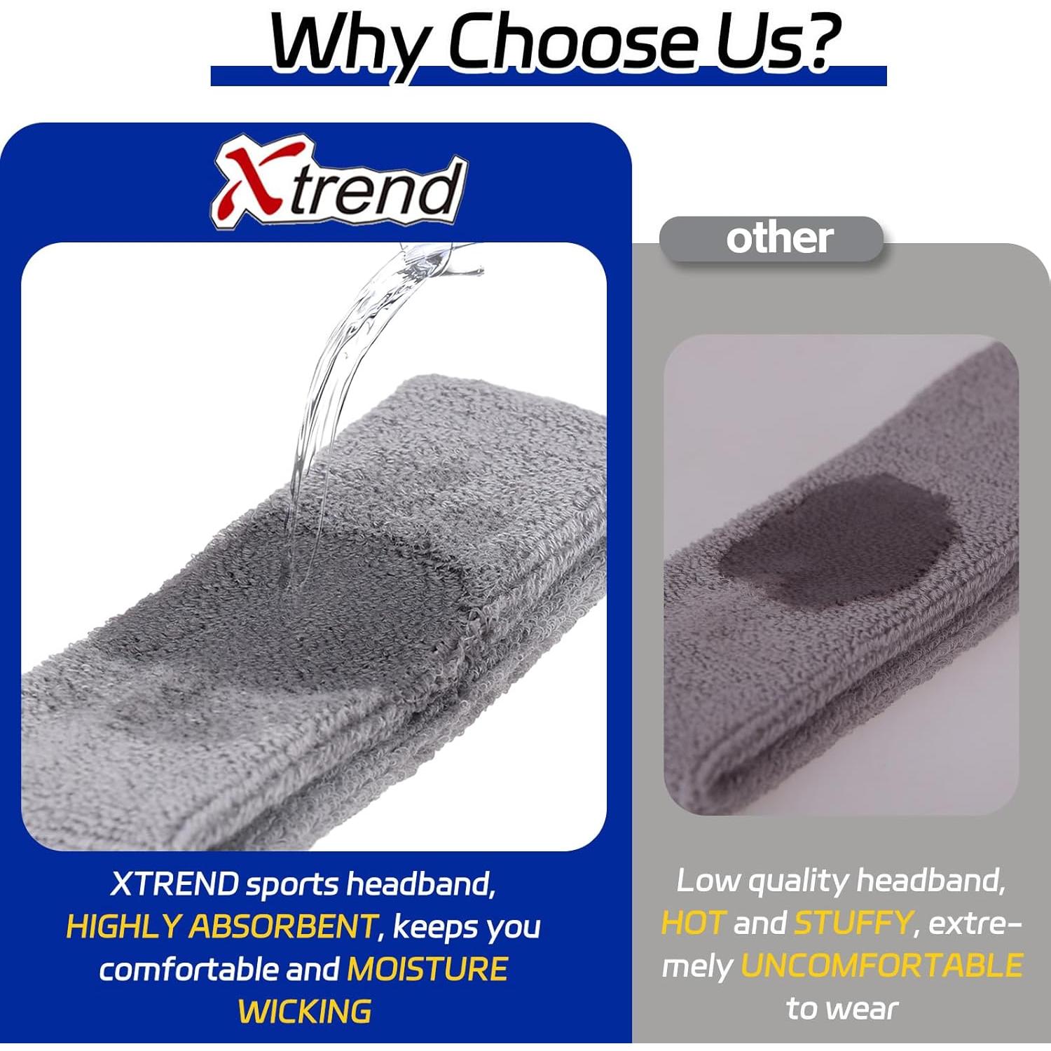 Cinta para la cabeza deportiva XTREND unisex absorbente 5.08 cm